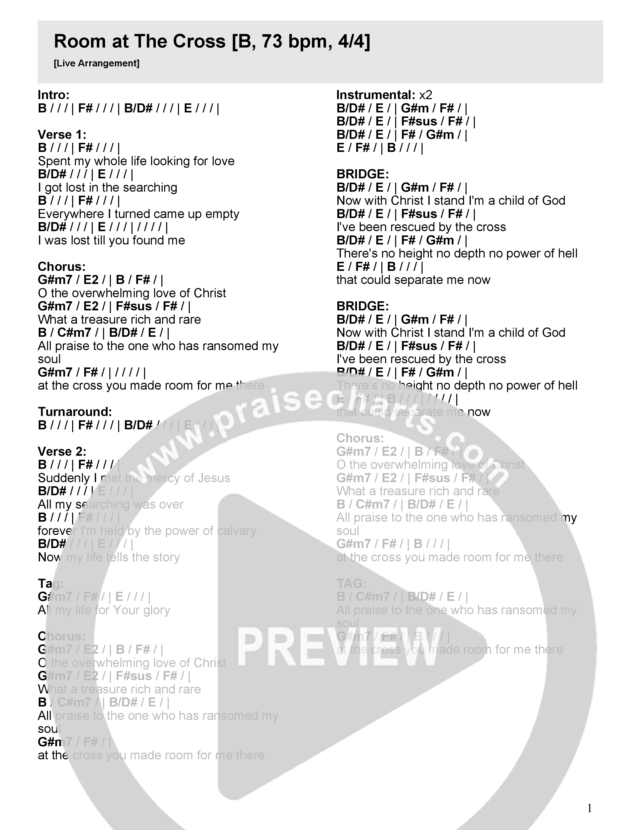 Room At The Cross Chord Chart (River Valley Worship)