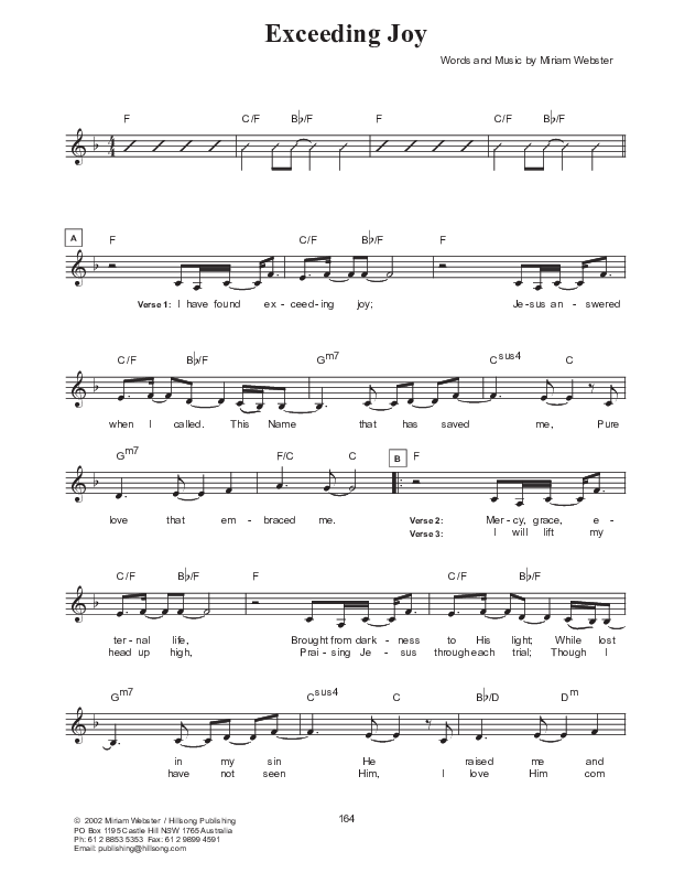 Exceeding Joy Lead Sheet (SAT) (Hillsong Worship)