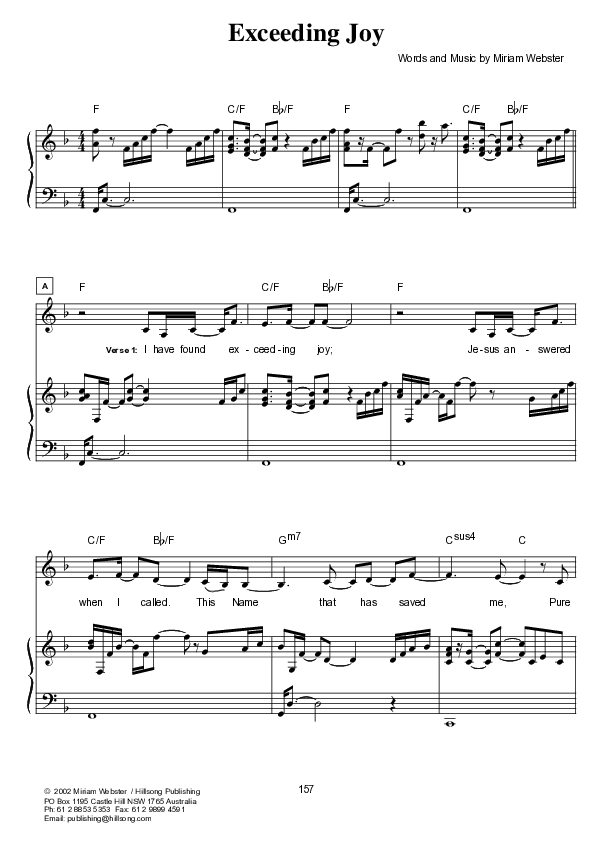 Exceeding Joy Piano/Vocal (Hillsong Worship)