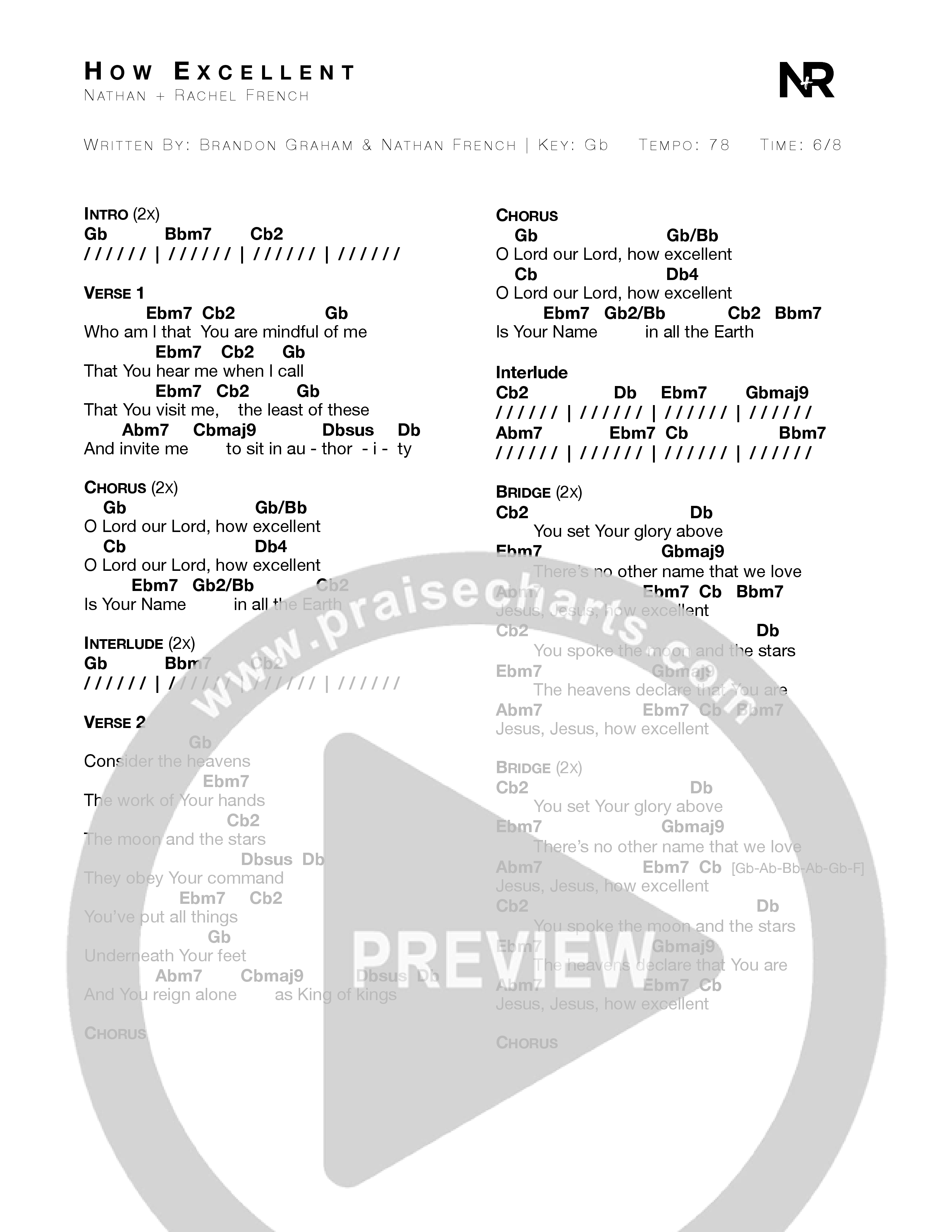 How Excellent Chord Chart (Nathan + Rachel)