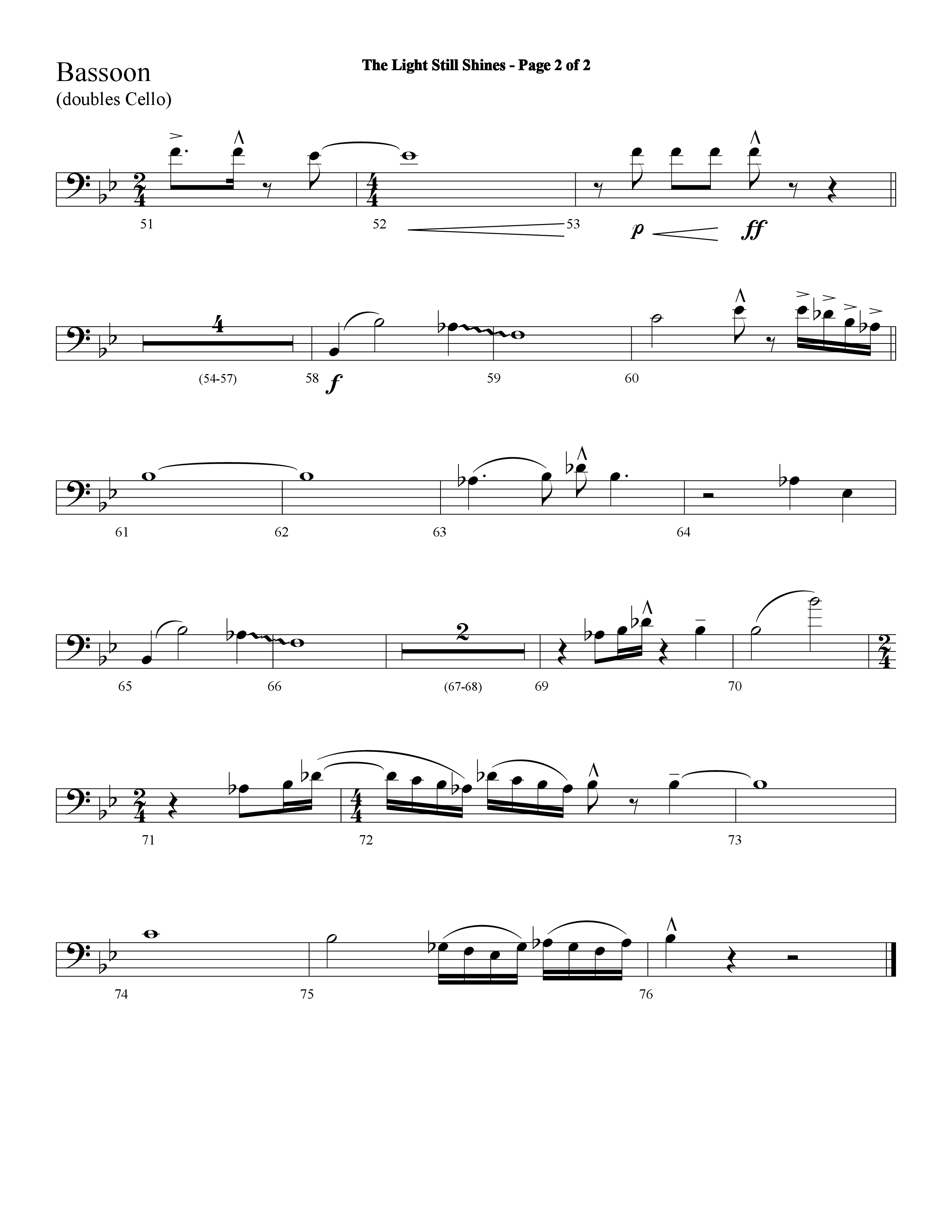 The Light Still Shines (Choral Anthem SATB) Bassoon (Lifeway Choral / Arr. Cliff Duren)