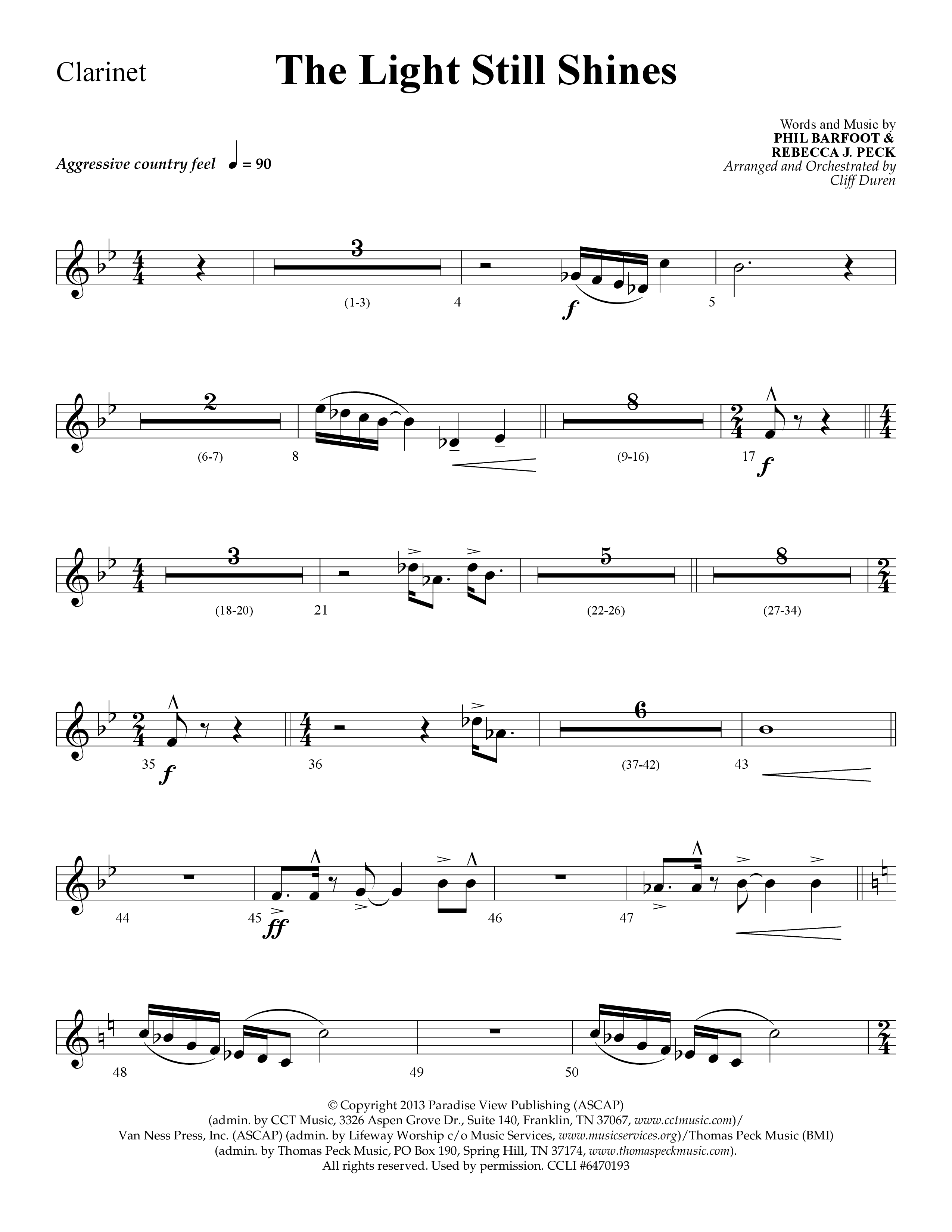 The Light Still Shines (Choral Anthem SATB) Clarinet (Lifeway Choral / Arr. Cliff Duren)