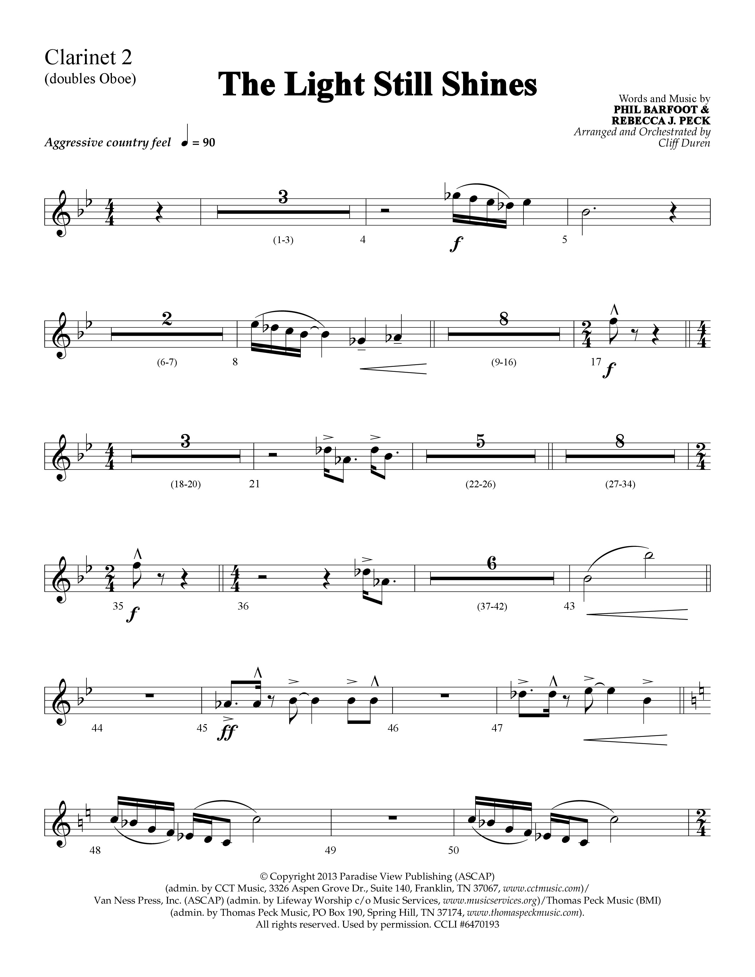 The Light Still Shines (Choral Anthem SATB) Clarinet (Lifeway Choral / Arr. Cliff Duren)