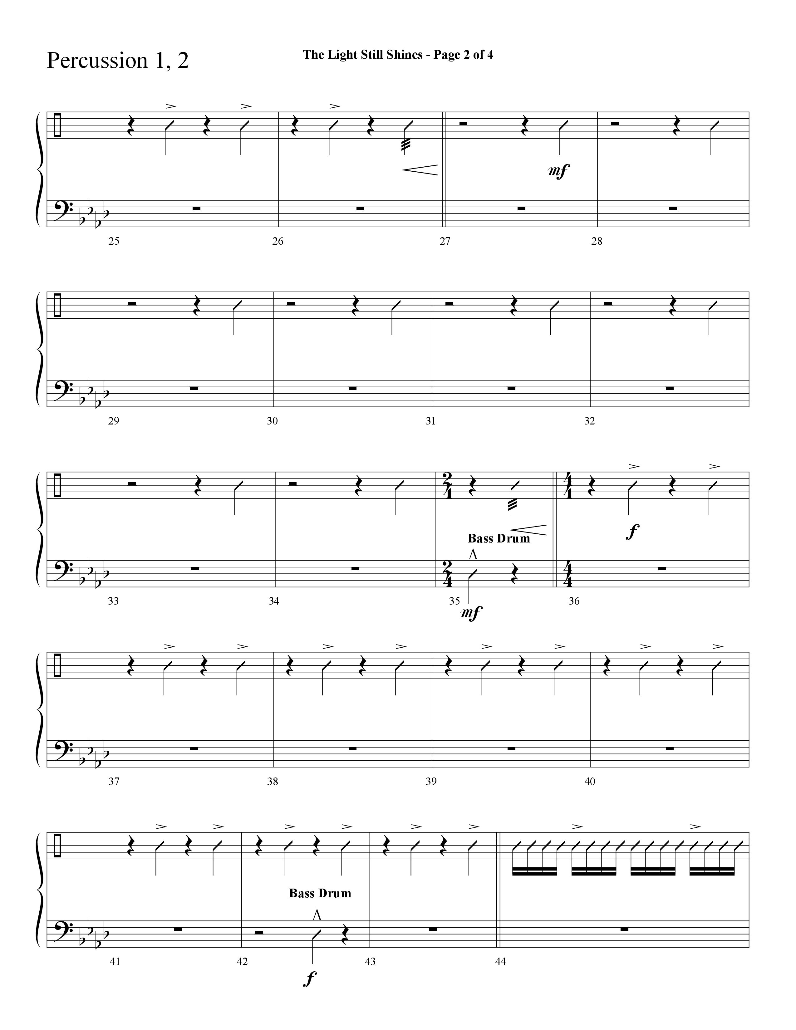 The Light Still Shines (Choral Anthem SATB) Percussion 1/2 (Lifeway Choral / Arr. Cliff Duren)