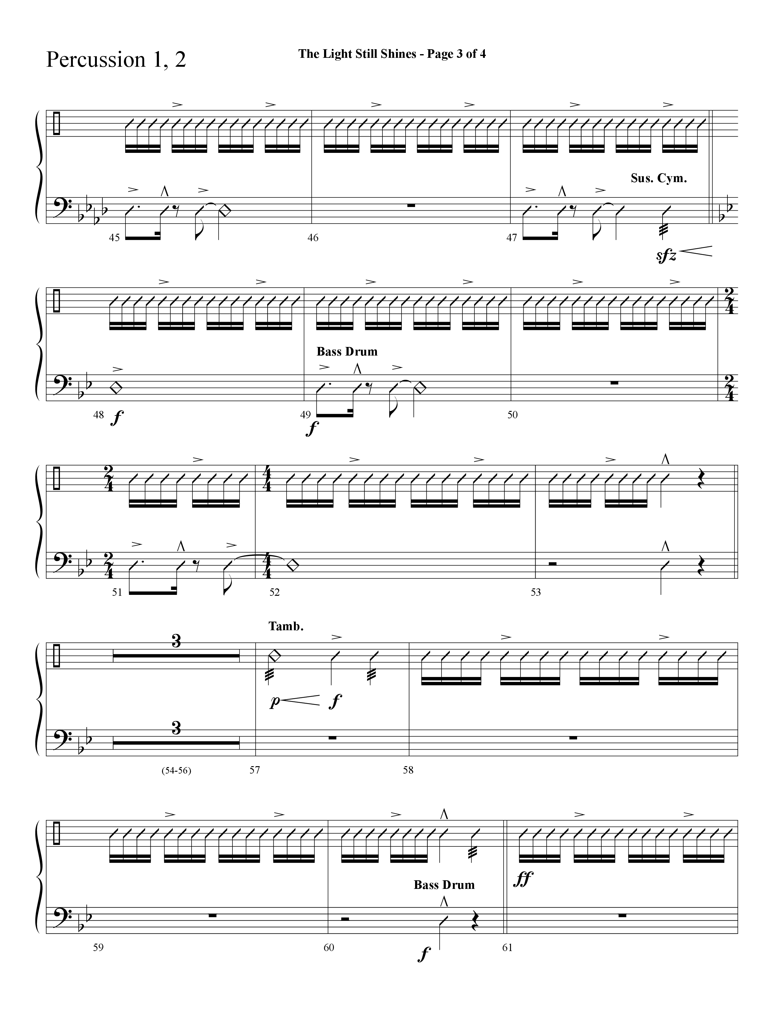 The Light Still Shines (Choral Anthem SATB) Percussion 1/2 (Lifeway Choral / Arr. Cliff Duren)