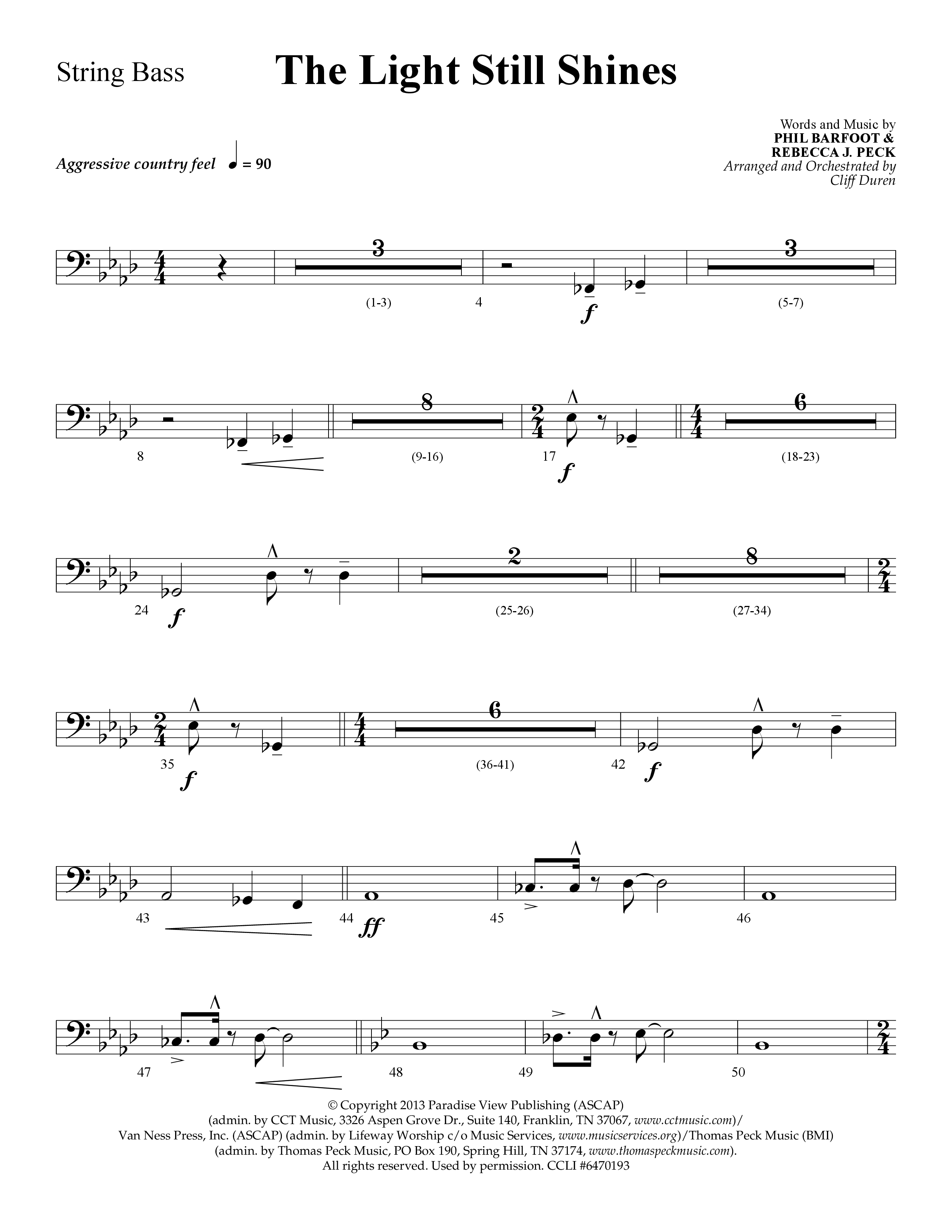 The Light Still Shines (Choral Anthem SATB) String Bass (Lifeway Choral / Arr. Cliff Duren)