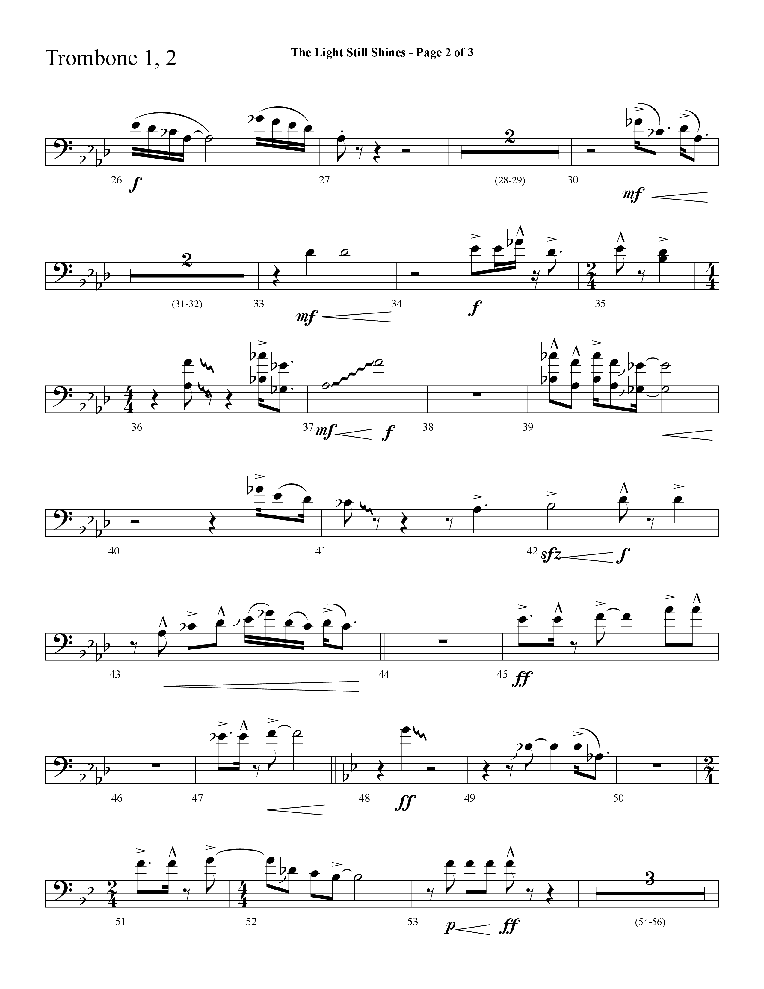 The Light Still Shines (Choral Anthem SATB) Trombone 1/2 (Lifeway Choral / Arr. Cliff Duren)