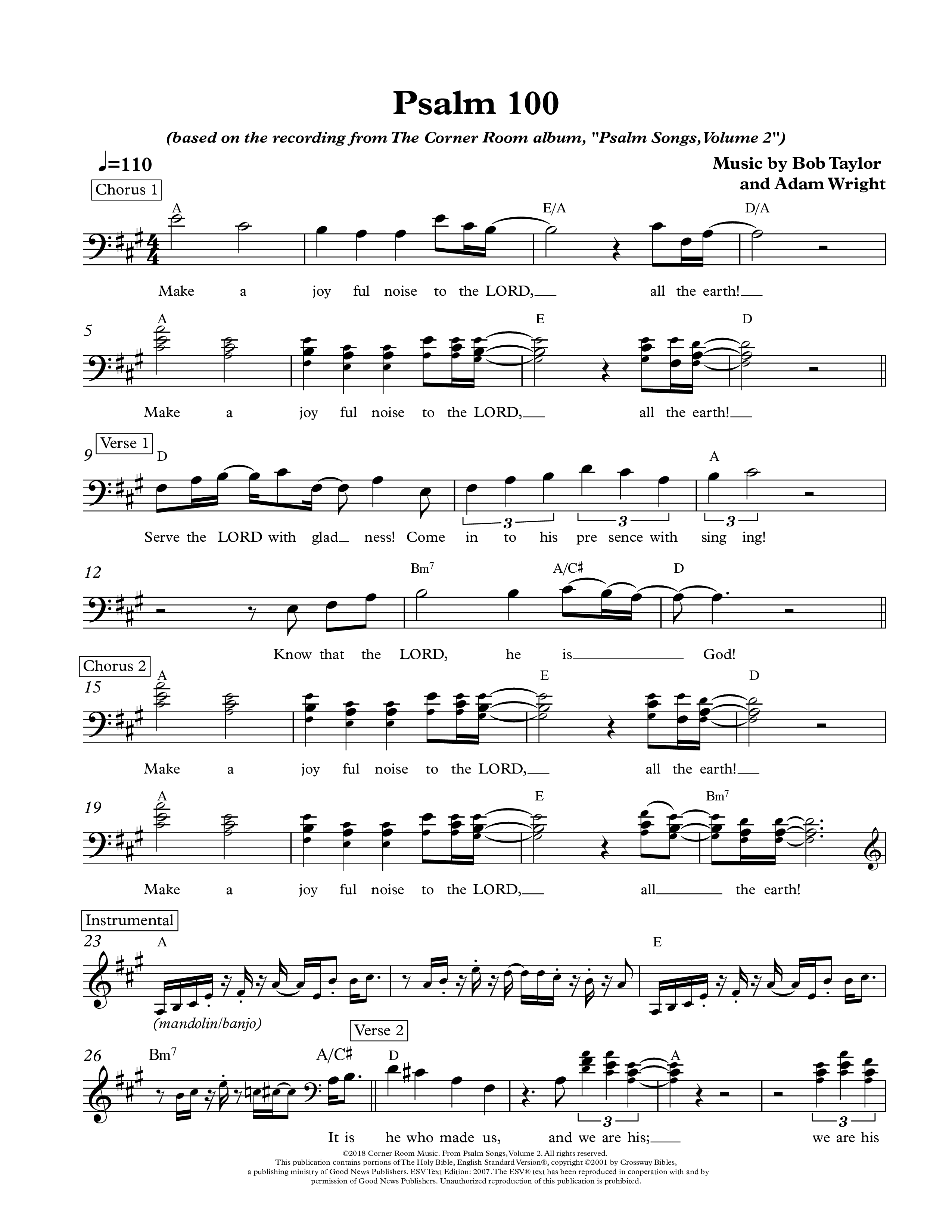 Psalm 100 Lead Sheet Melody (The Corner Room)