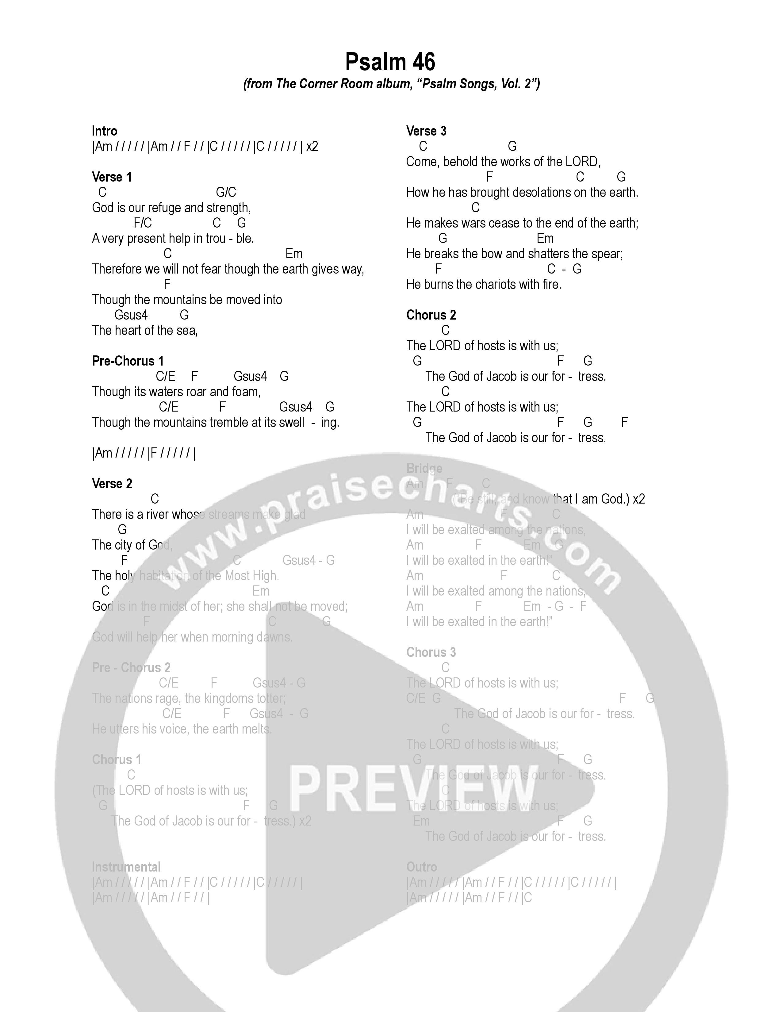 Psalm 46 Chord Chart (The Corner Room)