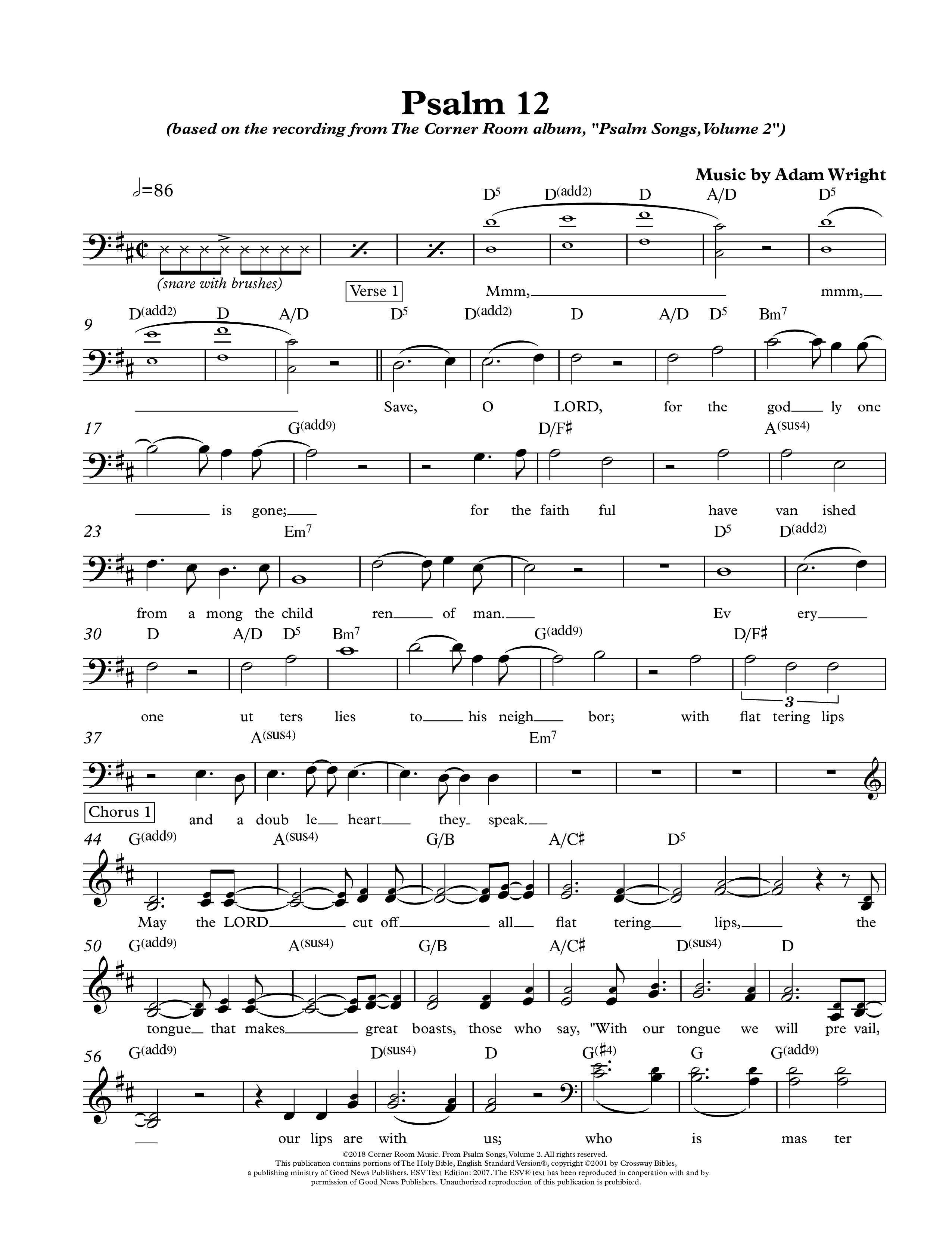 Psalm 12 Lead Sheet Melody (The Corner Room)
