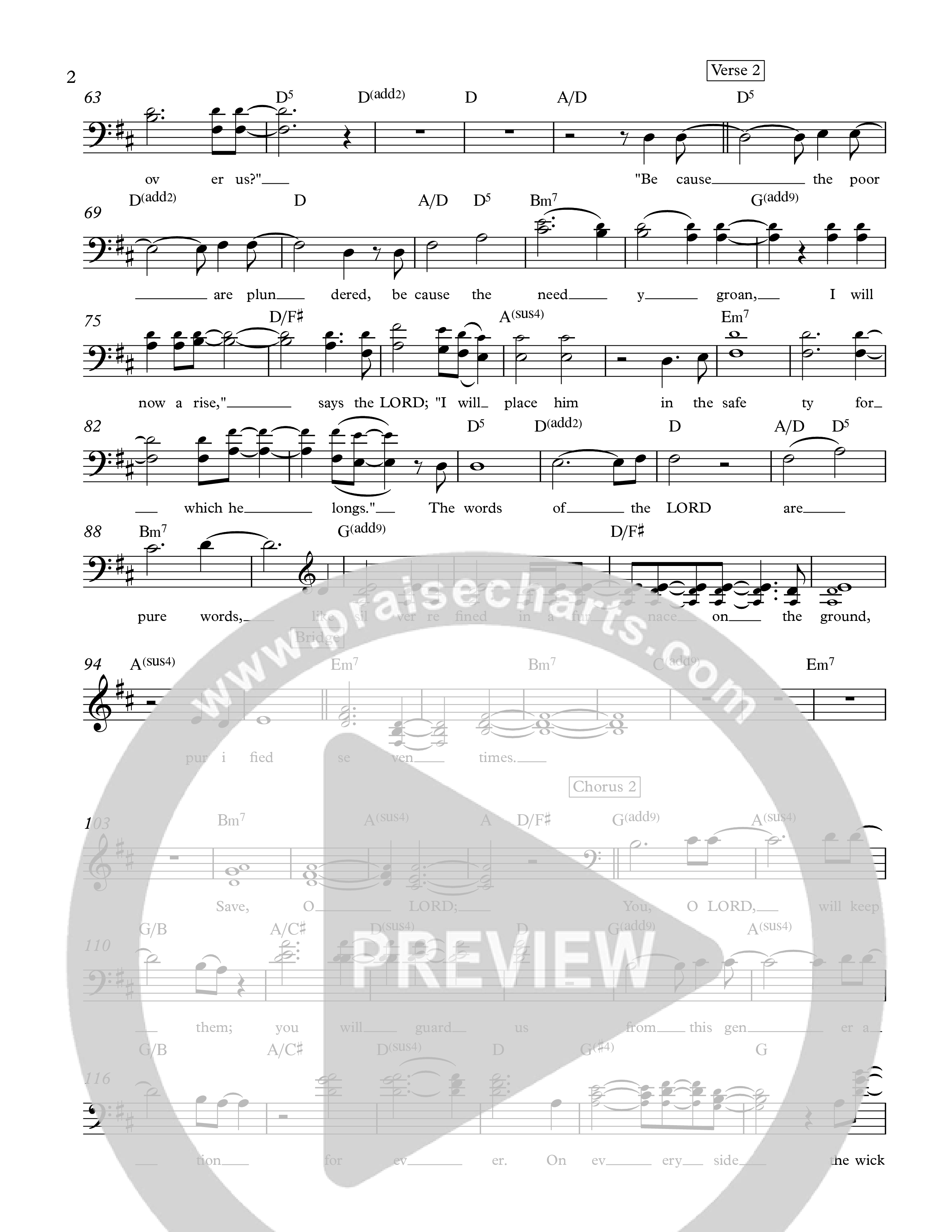 Psalm 12 Lead Sheet Melody (The Corner Room)