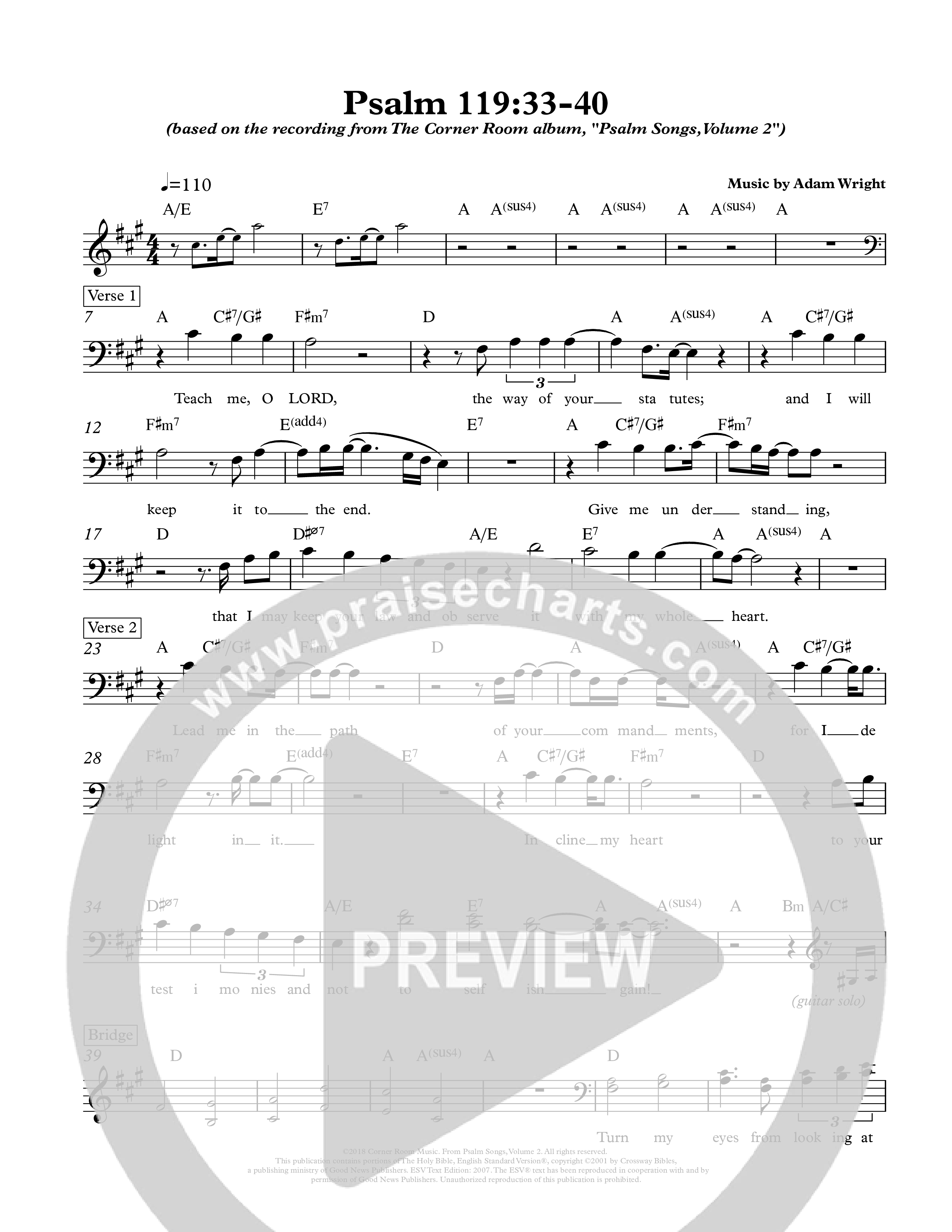 Psalm 119:33-40 Lead Sheet Melody (The Corner Room)