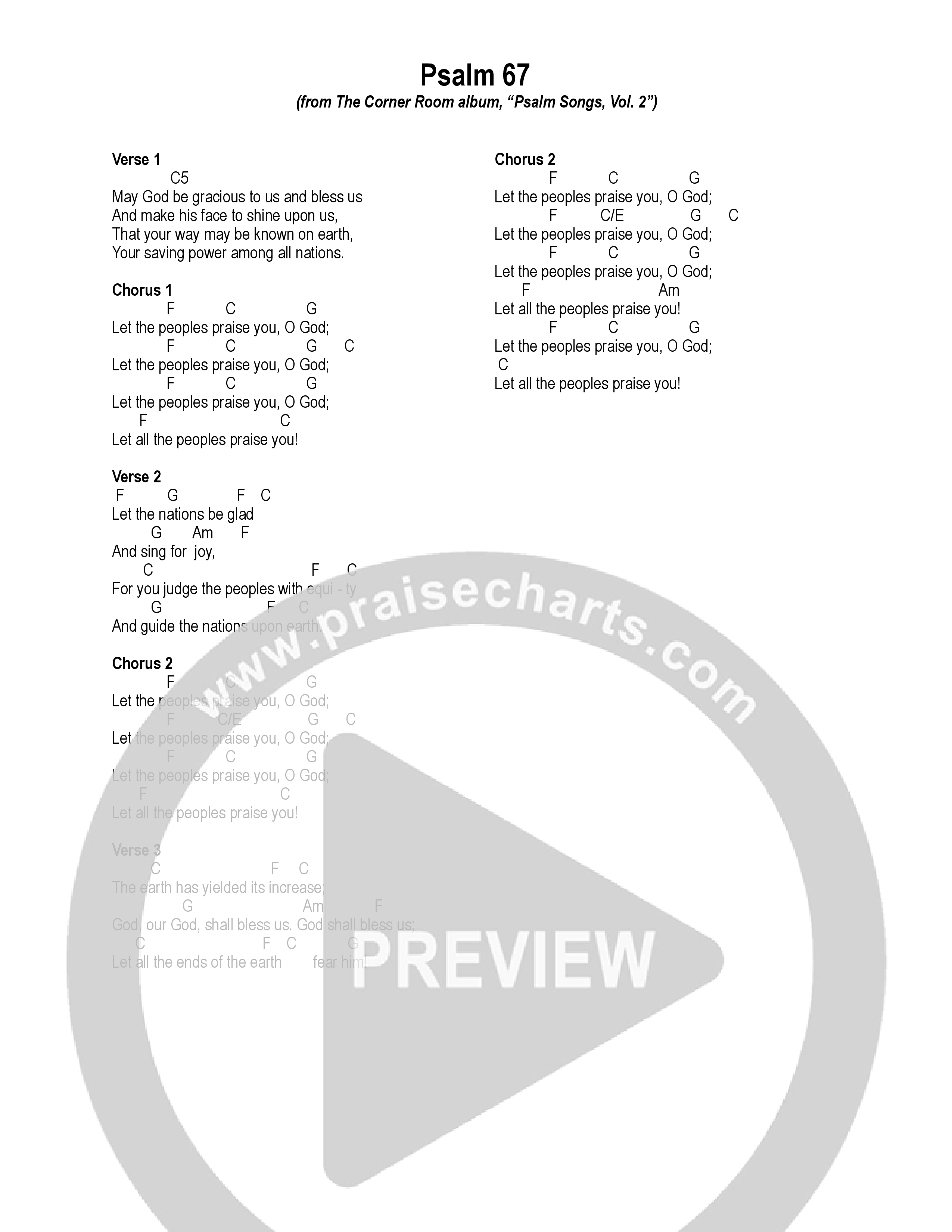 Psalm 67 Chord Chart (The Corner Room)