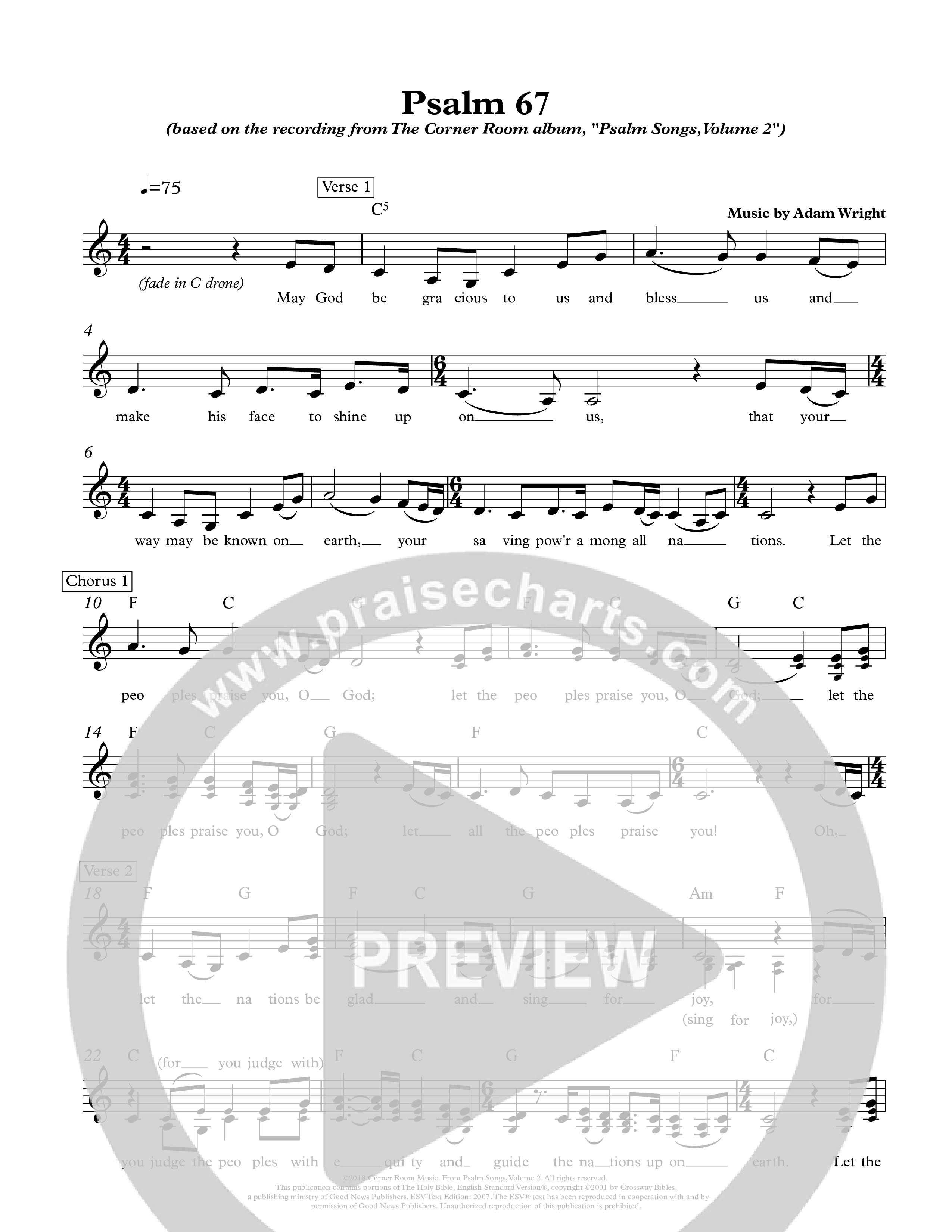 Psalm 67 Lead Sheet Melody (The Corner Room)