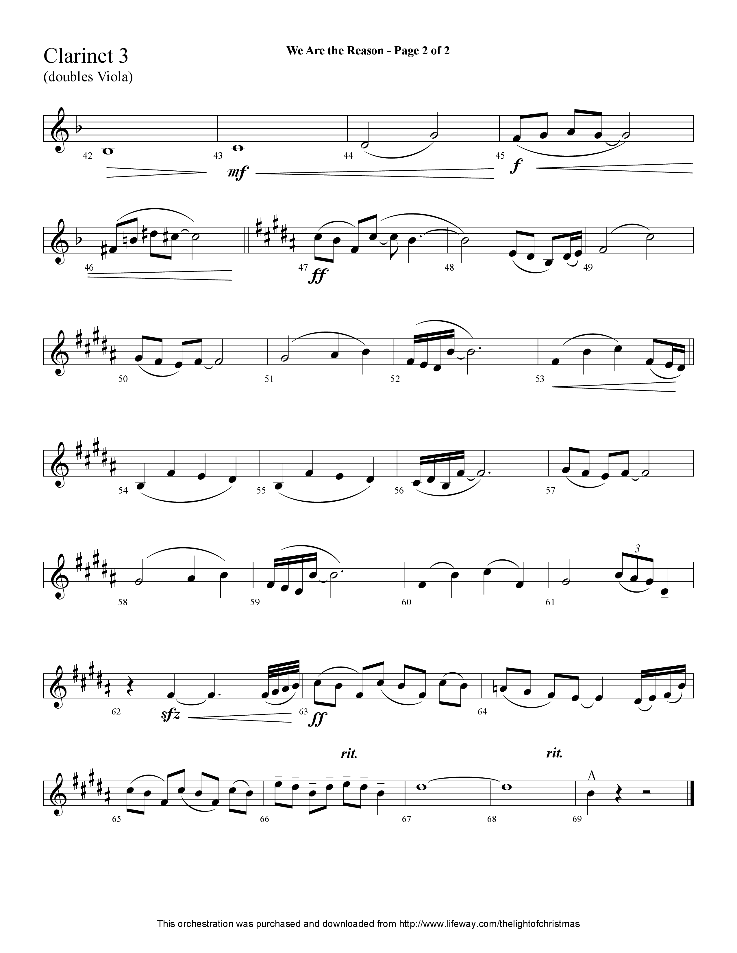 We Are The Reason (Choral Anthem SATB) Clarinet 3 (Lifeway Worship / Arr. Cliff Duren)