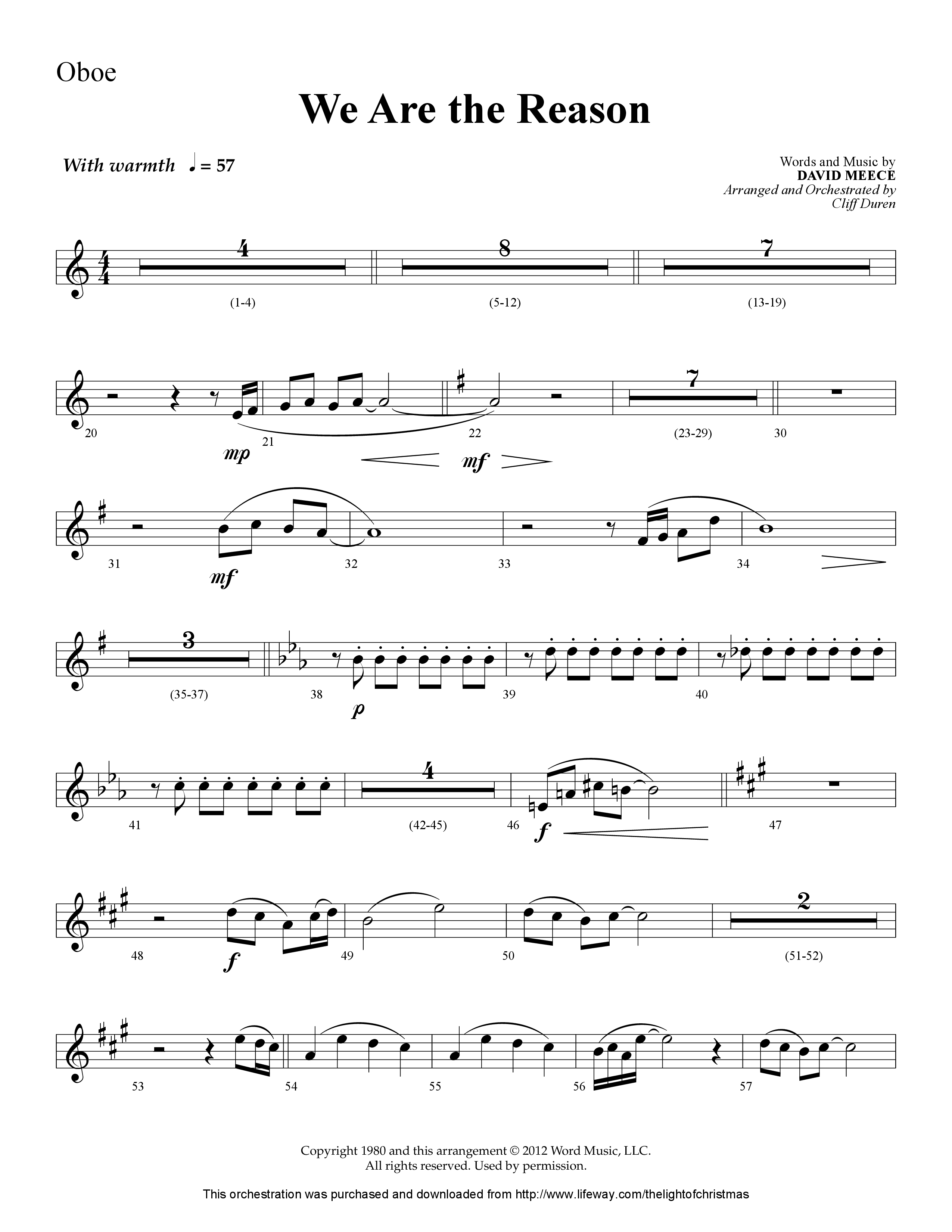 We Are The Reason (Choral Anthem SATB) Oboe (Lifeway Worship / Arr. Cliff Duren)