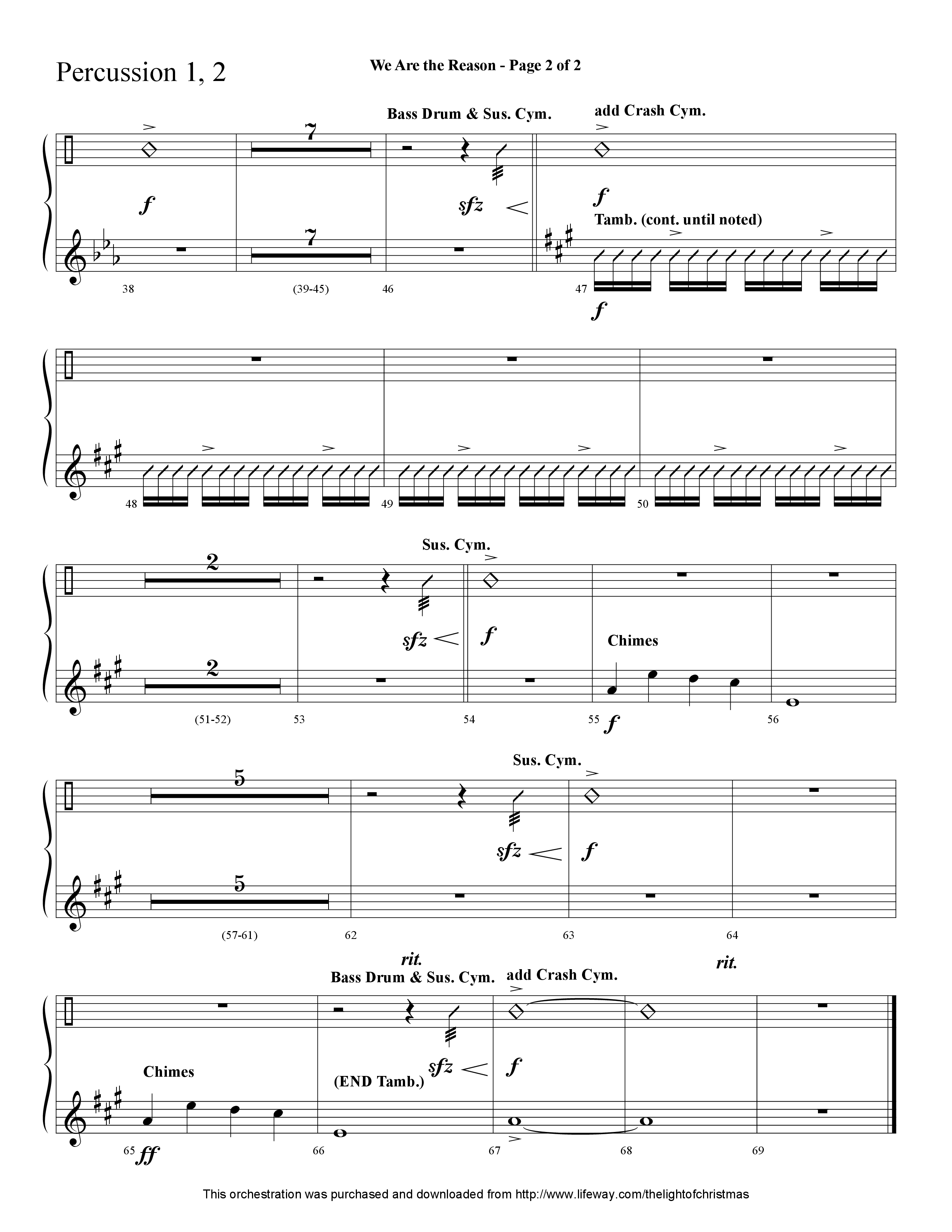 We Are The Reason (Choral Anthem SATB) Percussion 1/2 (Lifeway Worship / Arr. Cliff Duren)