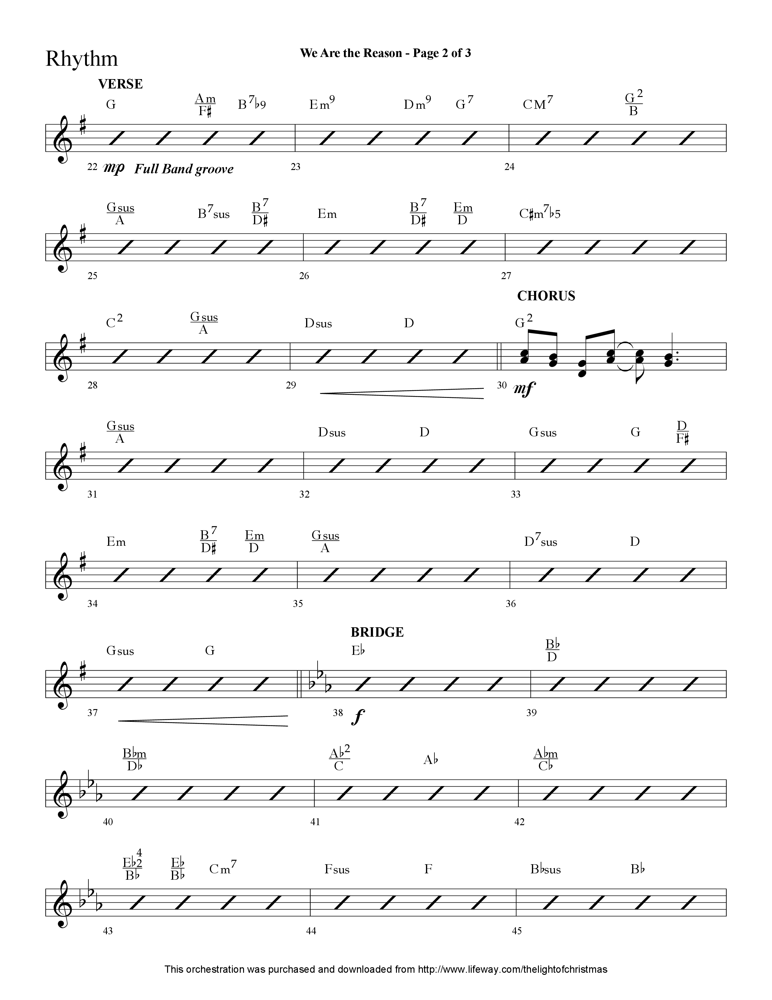 We Are The Reason (Choral Anthem SATB) Rhythm Chart (Lifeway Worship / Arr. Cliff Duren)