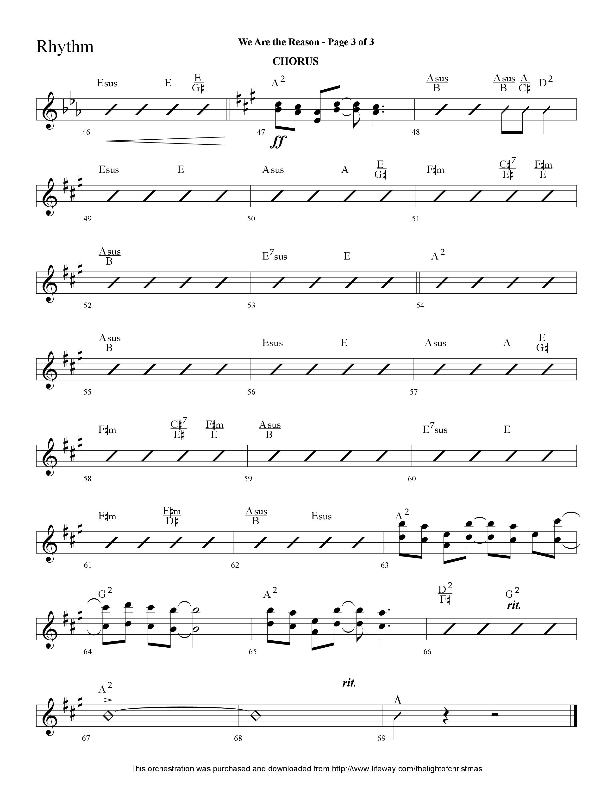 We Are The Reason (Choral Anthem SATB) Rhythm Chart (Lifeway Worship / Arr. Cliff Duren)