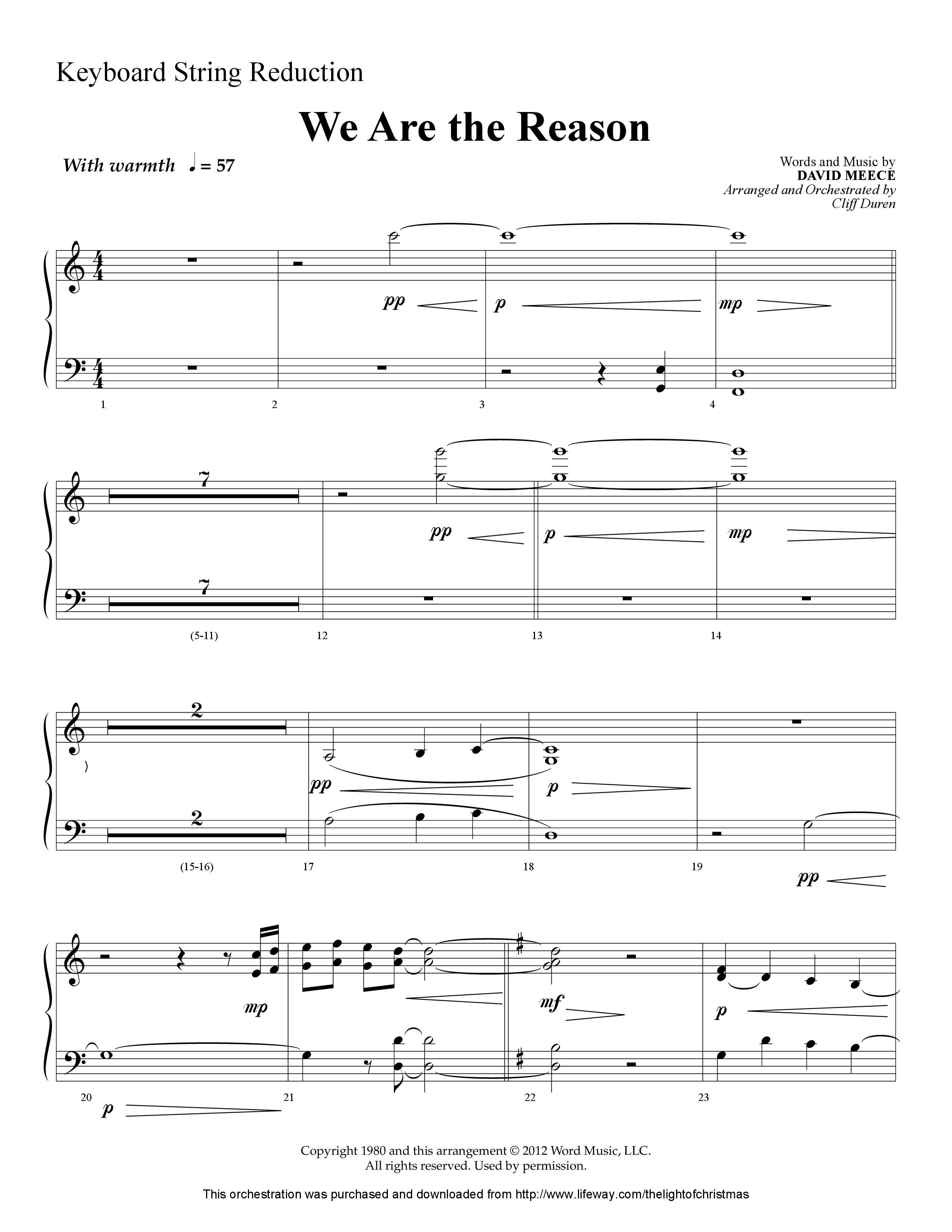 We Are The Reason (Choral Anthem SATB) String Reduction (Lifeway Worship / Arr. Cliff Duren)