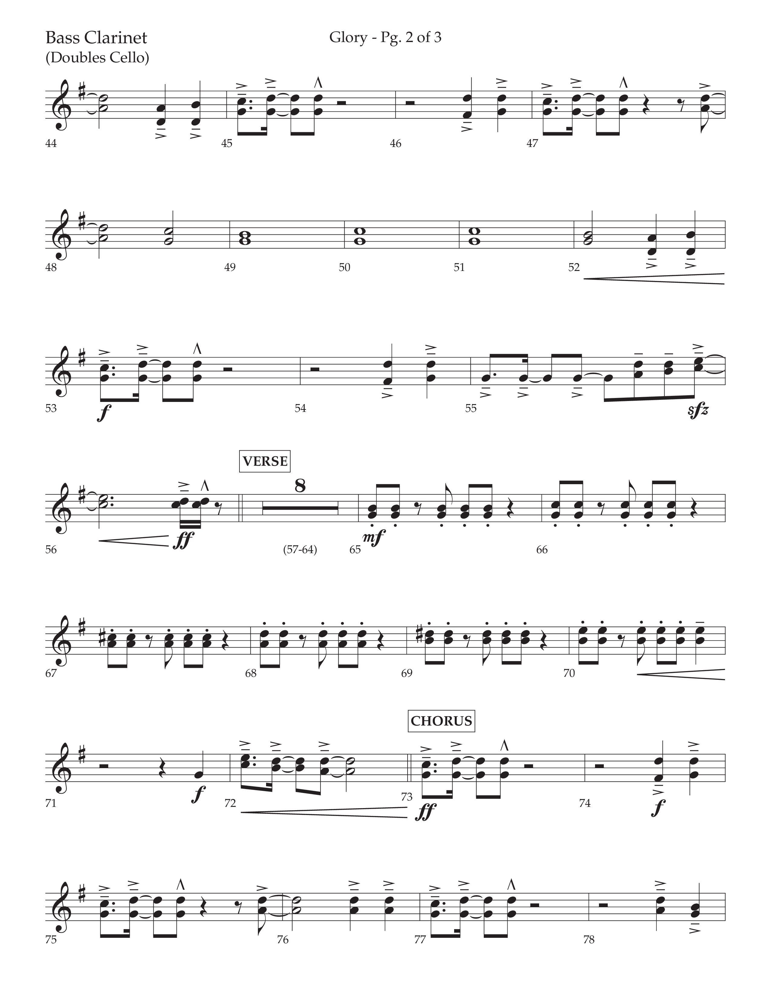 Glory (with Go Tell It on the Mountain) (Choral Anthem SATB) Bass Clarinet (Lifeway Choral / Arr. Cliff Duren)