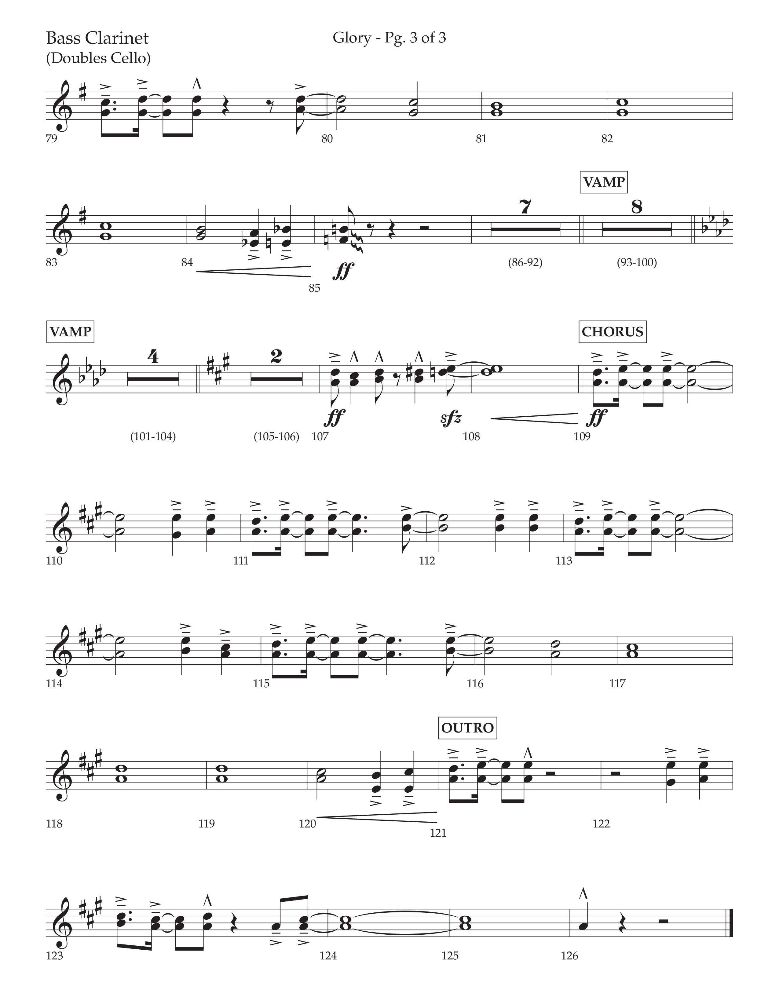 Glory (with Go Tell It on the Mountain) (Choral Anthem SATB) Bass Clarinet (Lifeway Choral / Arr. Cliff Duren)