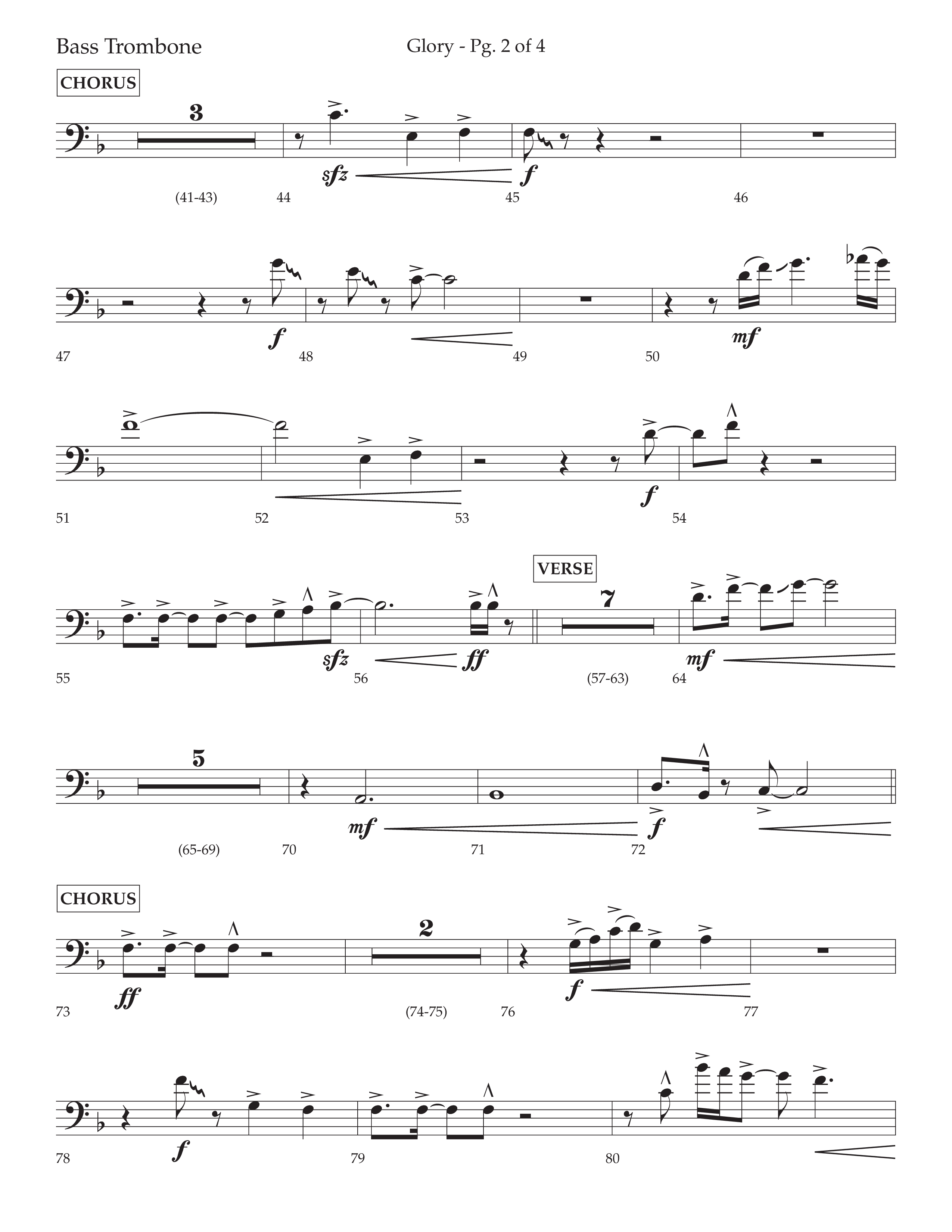 Glory (with Go Tell It on the Mountain) (Choral Anthem SATB) Bass Trombone (Lifeway Choral / Arr. Cliff Duren)