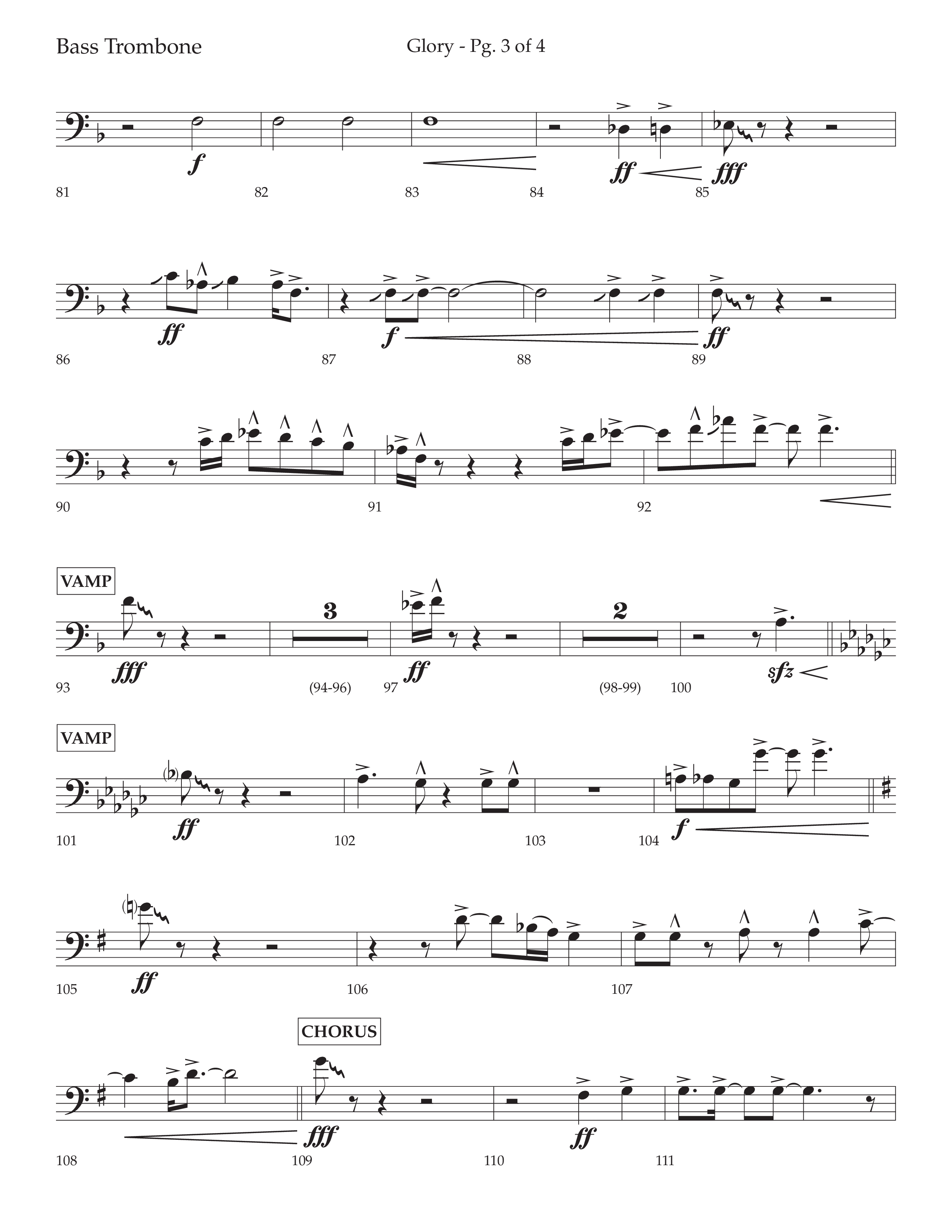 Glory (with Go Tell It on the Mountain) (Choral Anthem SATB) Bass Trombone (Lifeway Choral / Arr. Cliff Duren)
