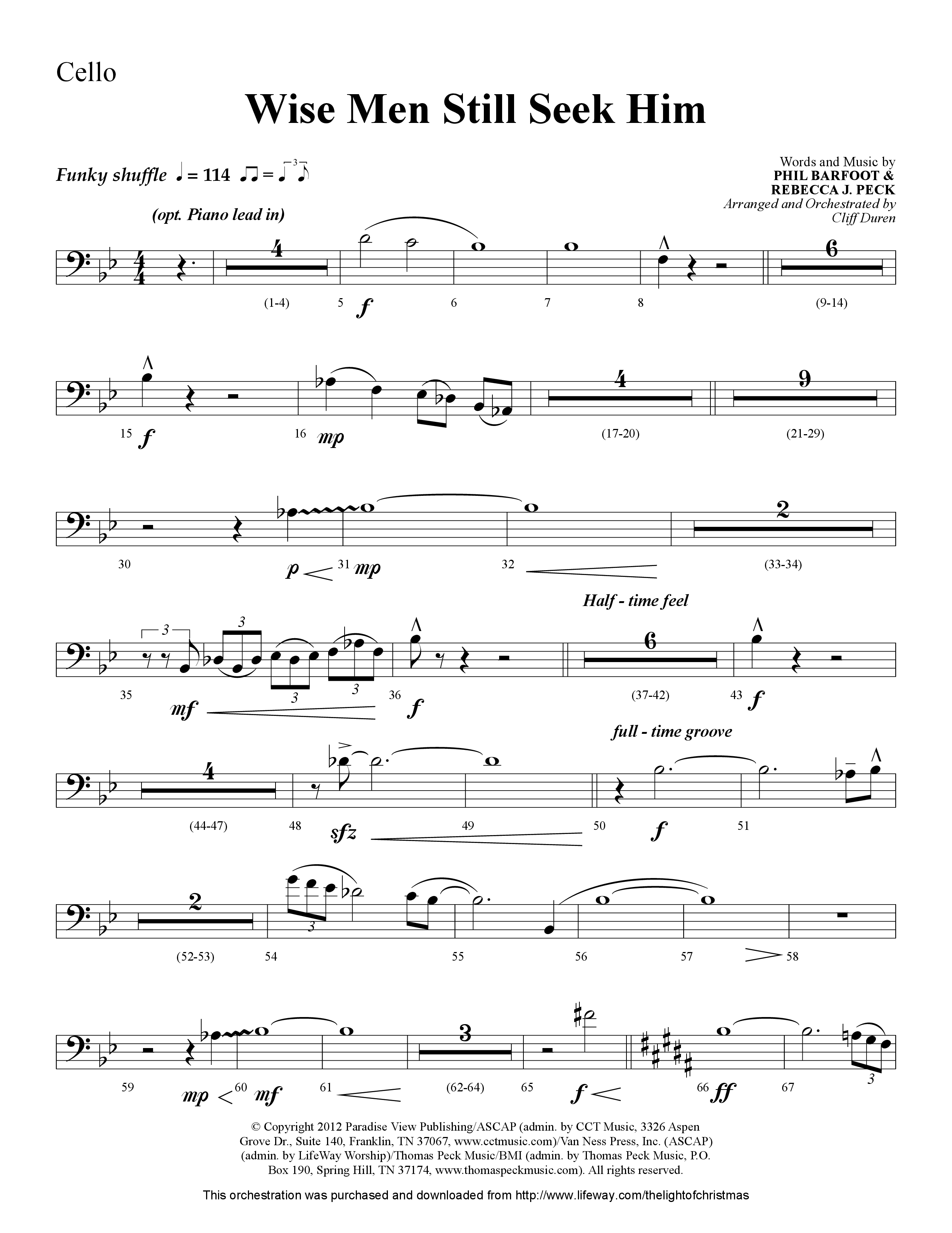 Wise Men Still Seek Him (Choral Anthem SATB) Cello (Lifeway Choral / Arr. Cliff Duren)