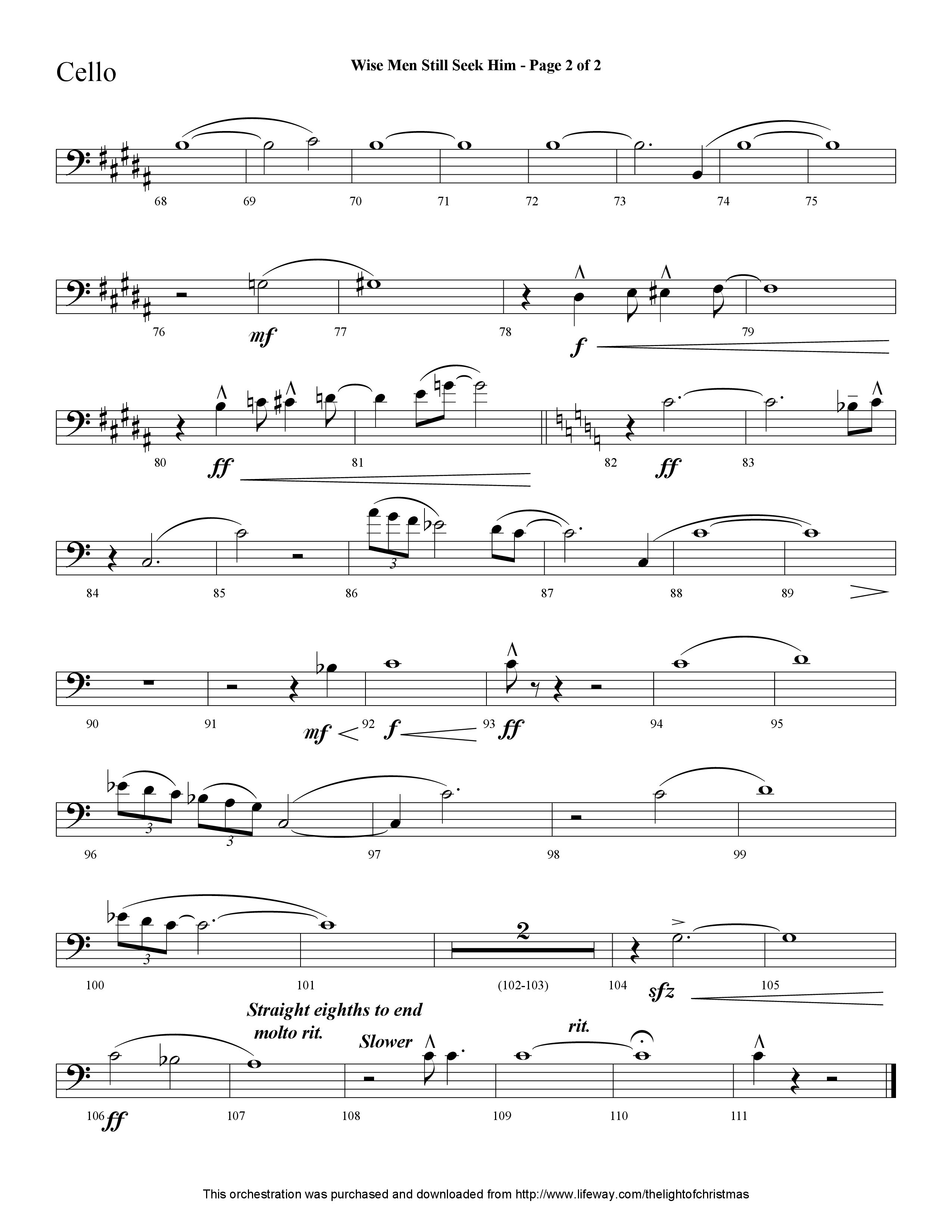 Wise Men Still Seek Him (Choral Anthem SATB) Cello (Lifeway Choral / Arr. Cliff Duren)