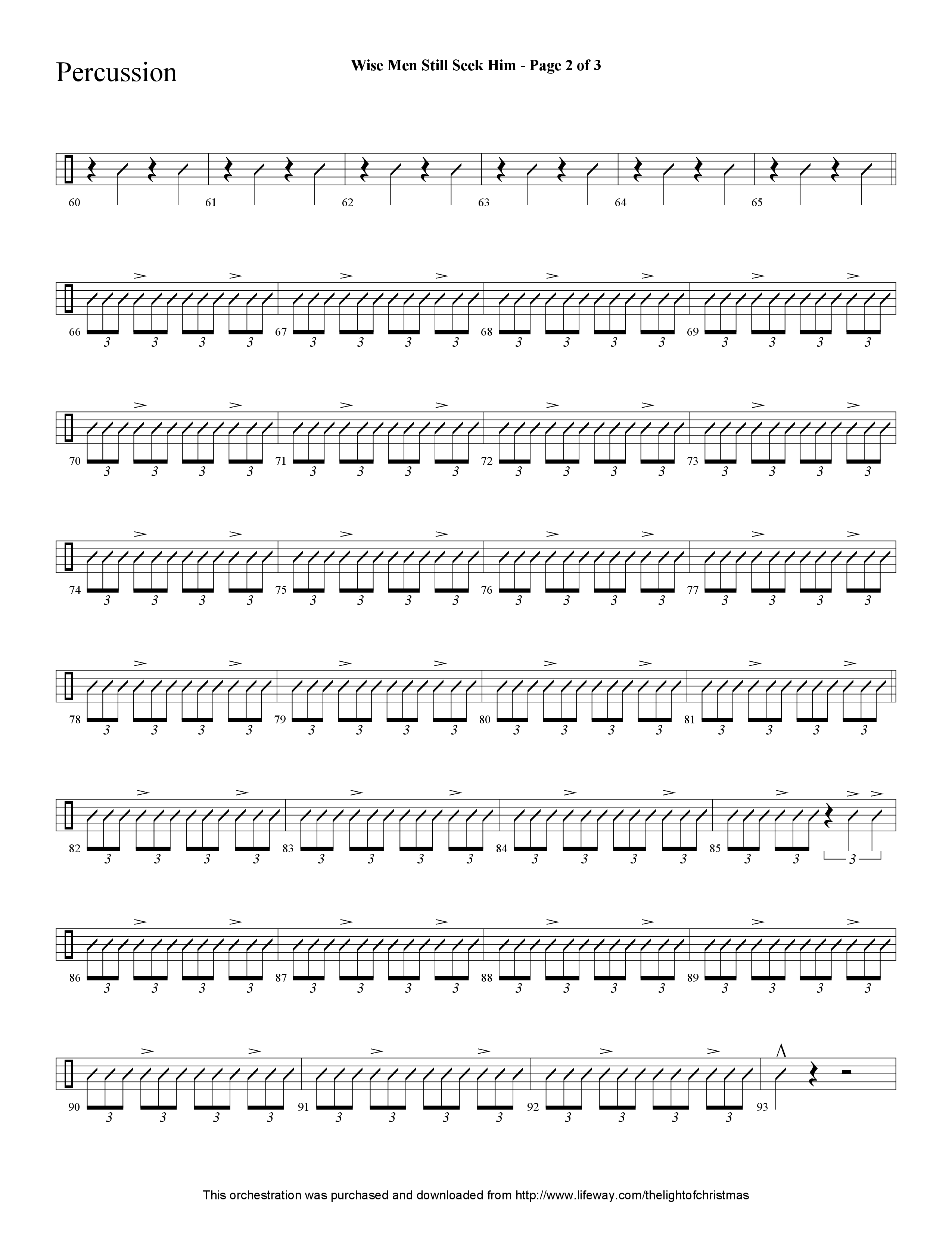 Wise Men Still Seek Him (Choral Anthem SATB) Percussion (Lifeway Choral / Arr. Cliff Duren)