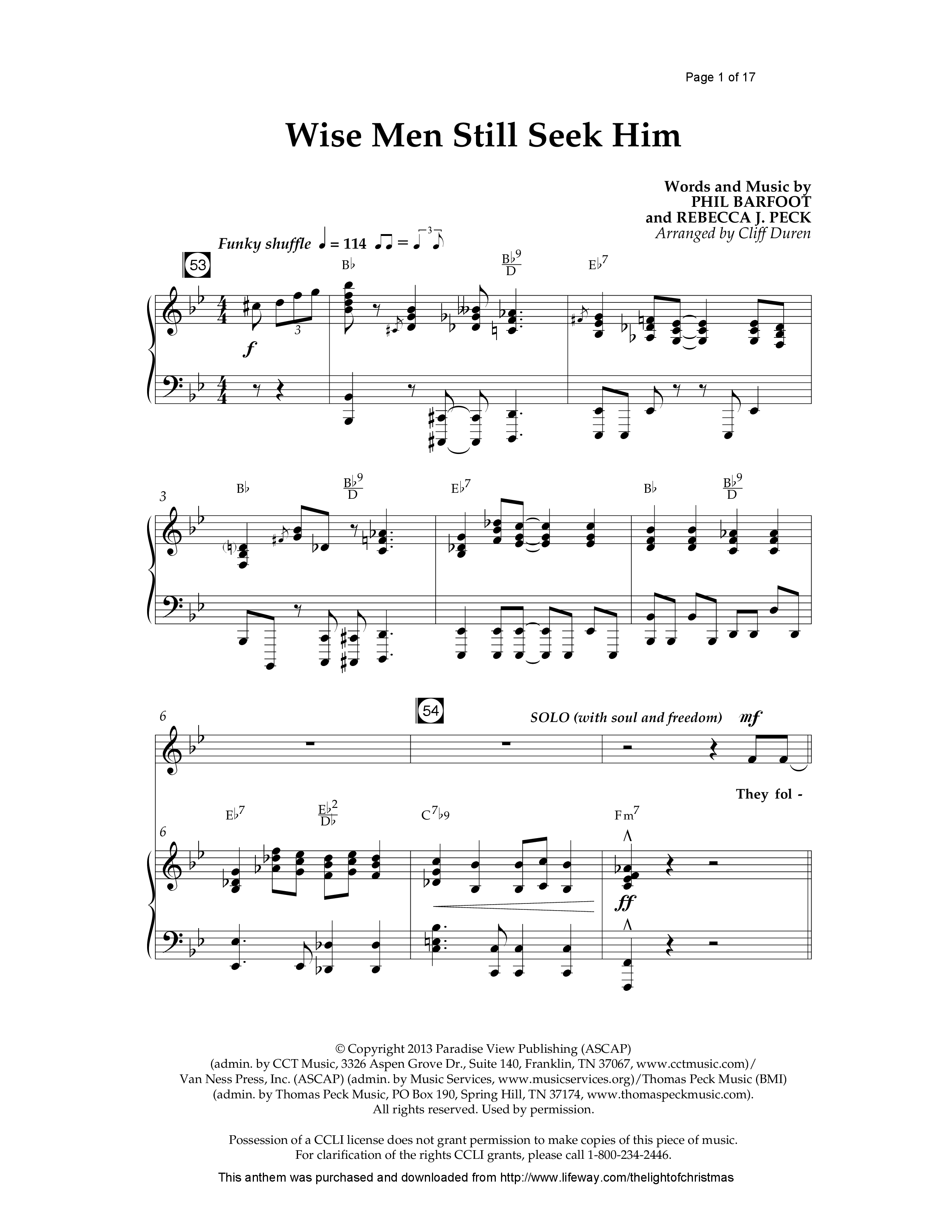 Wise Men Still Seek Him (Choral Anthem SATB) Anthem (SATB/Piano) (Lifeway Choral / Arr. Cliff Duren)