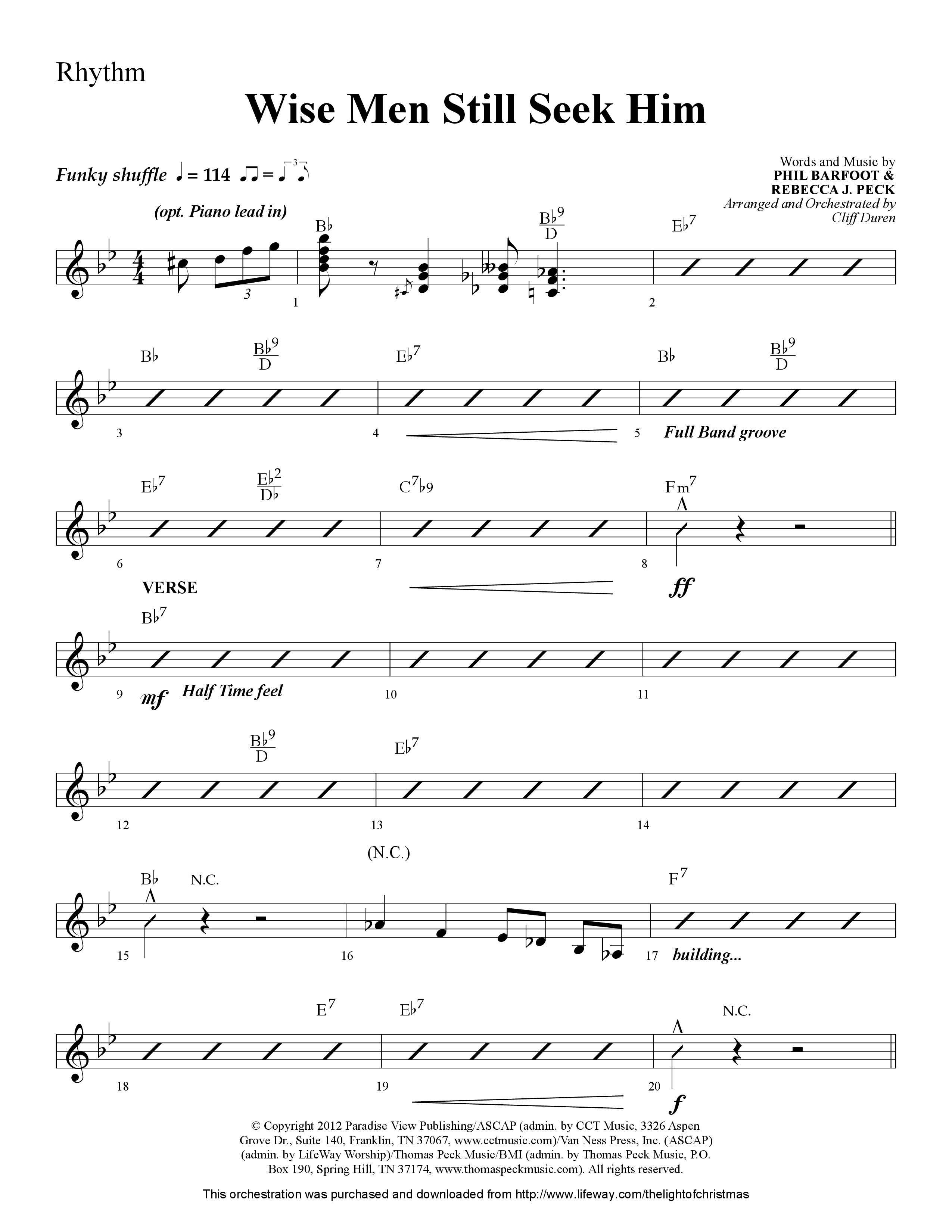 Wise Men Still Seek Him (Choral Anthem SATB) Rhythm Chart (Lifeway Choral / Arr. Cliff Duren)
