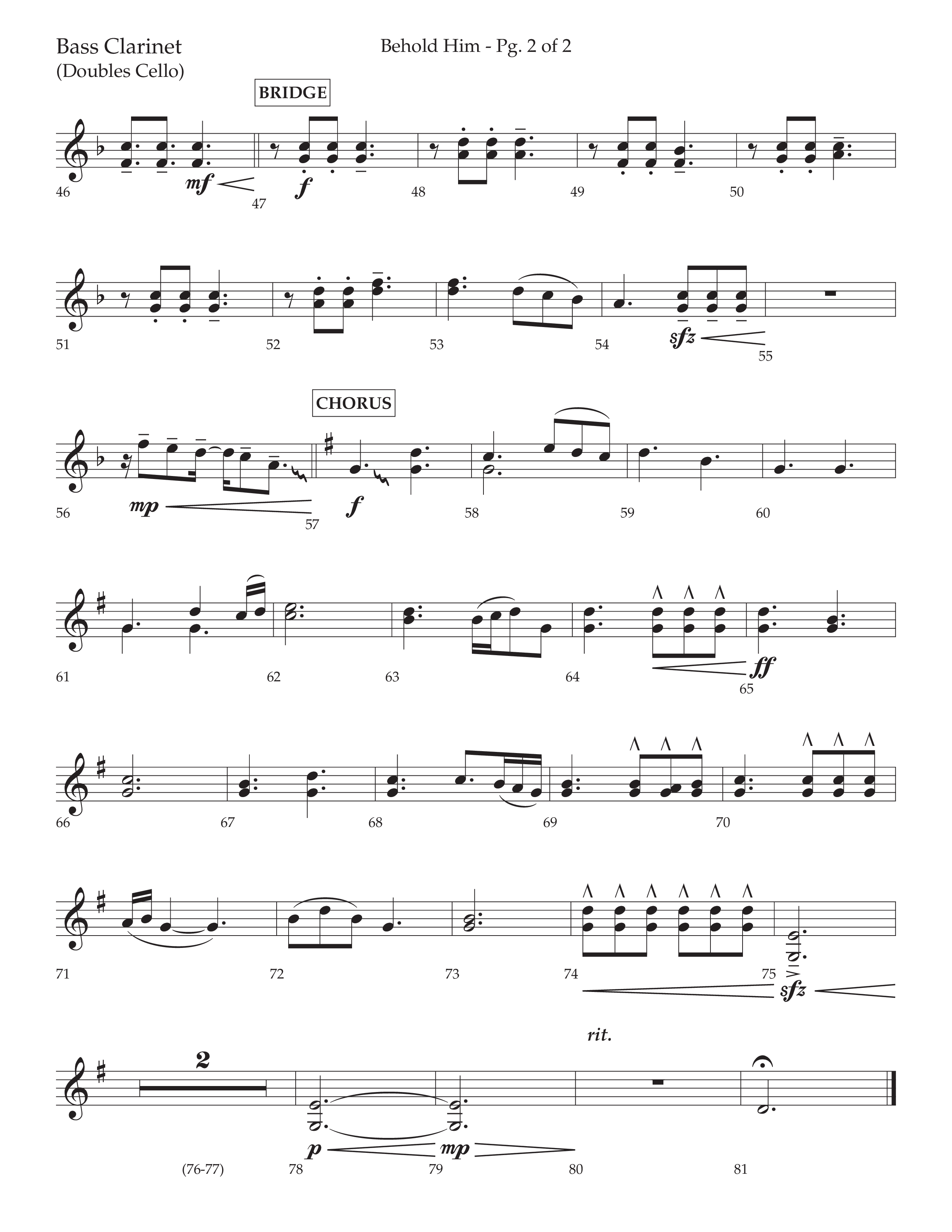 Behold Him (Choral Anthem SATB) Bass Clarinet (Lifeway Choral / Arr. David Wise / Orch. Cliff Duren)