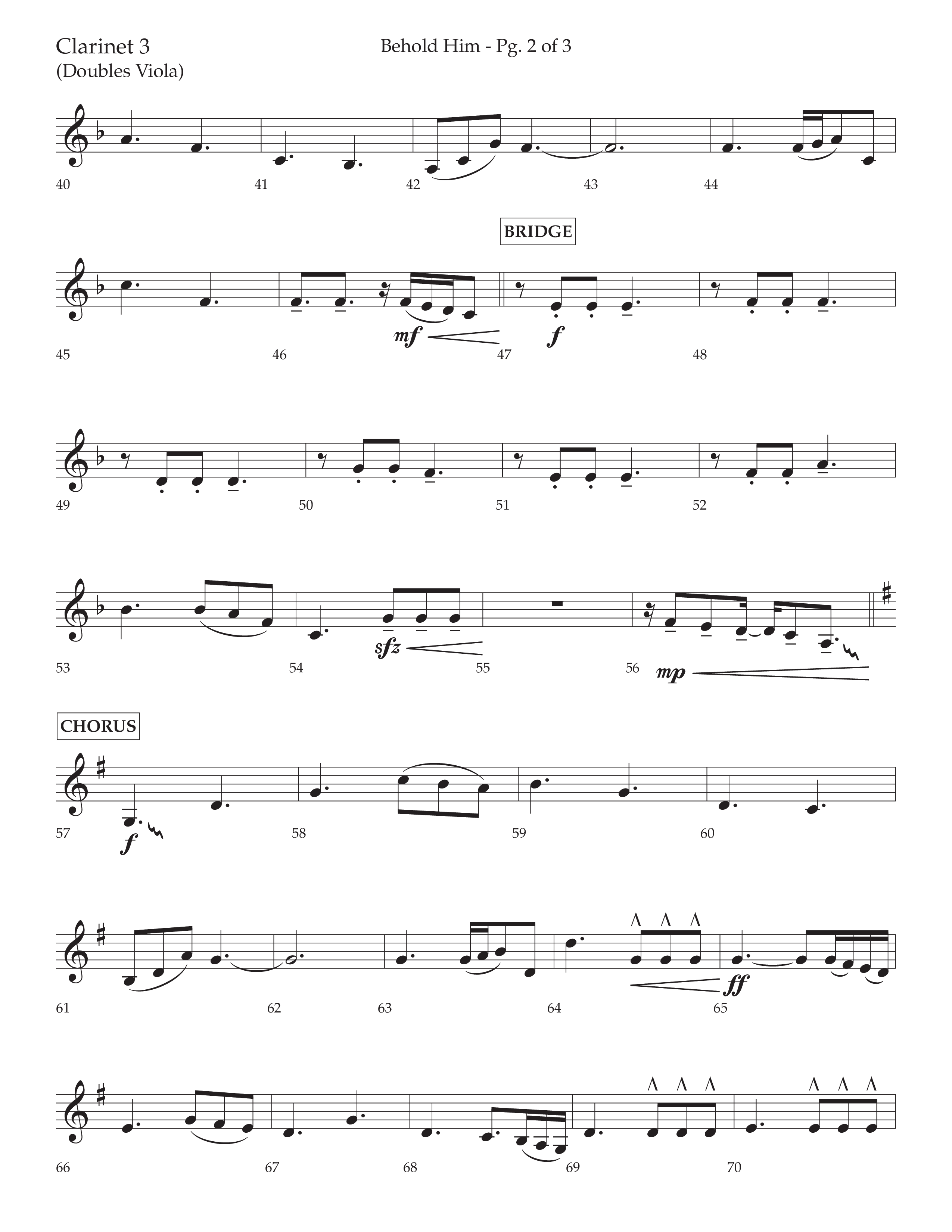 Behold Him (Choral Anthem SATB) Clarinet 3 (Lifeway Choral / Arr. David Wise / Orch. Cliff Duren)