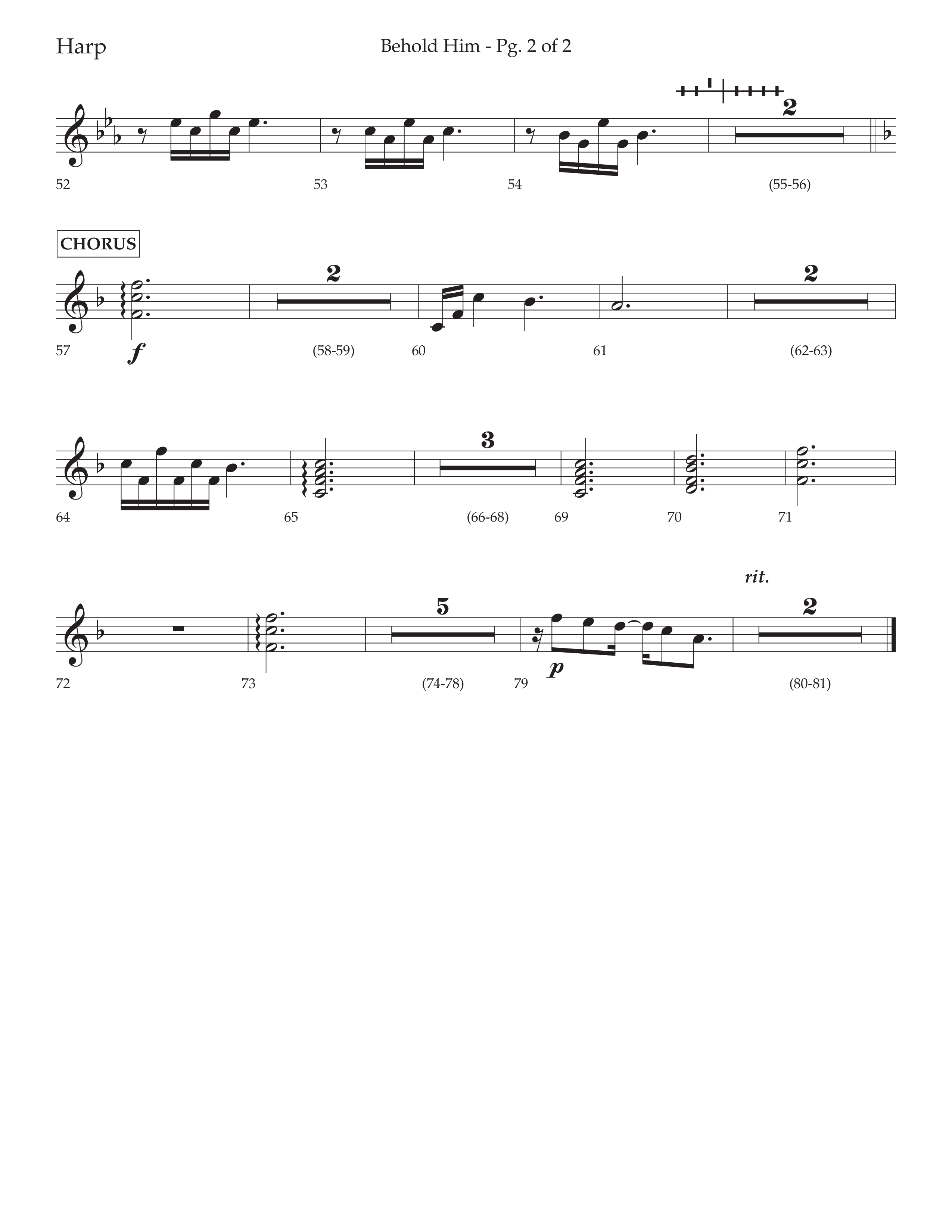 Behold Him (Choral Anthem SATB) Harp (Lifeway Choral / Arr. David Wise / Orch. Cliff Duren)