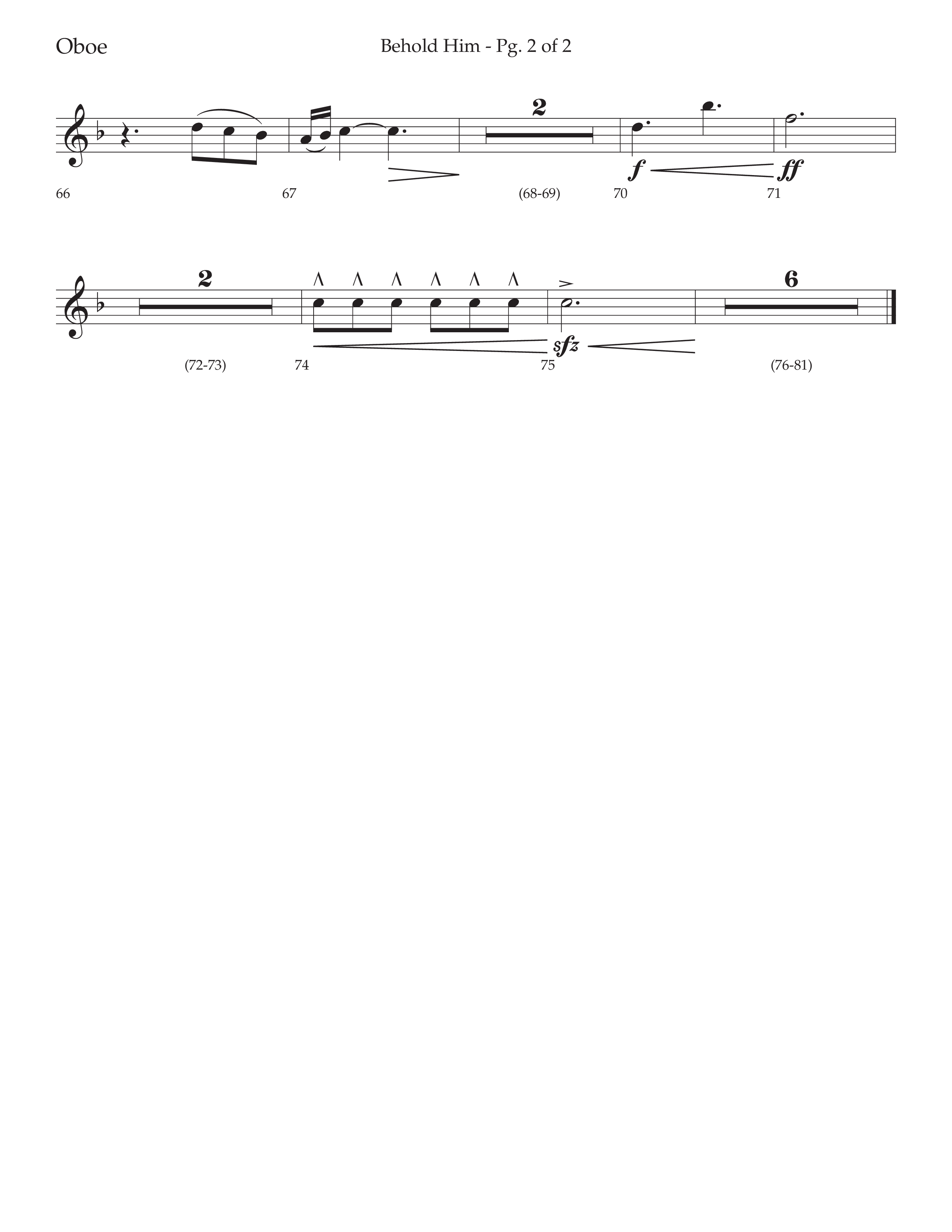 Behold Him (Choral Anthem SATB) Oboe (Lifeway Choral / Arr. David Wise / Orch. Cliff Duren)
