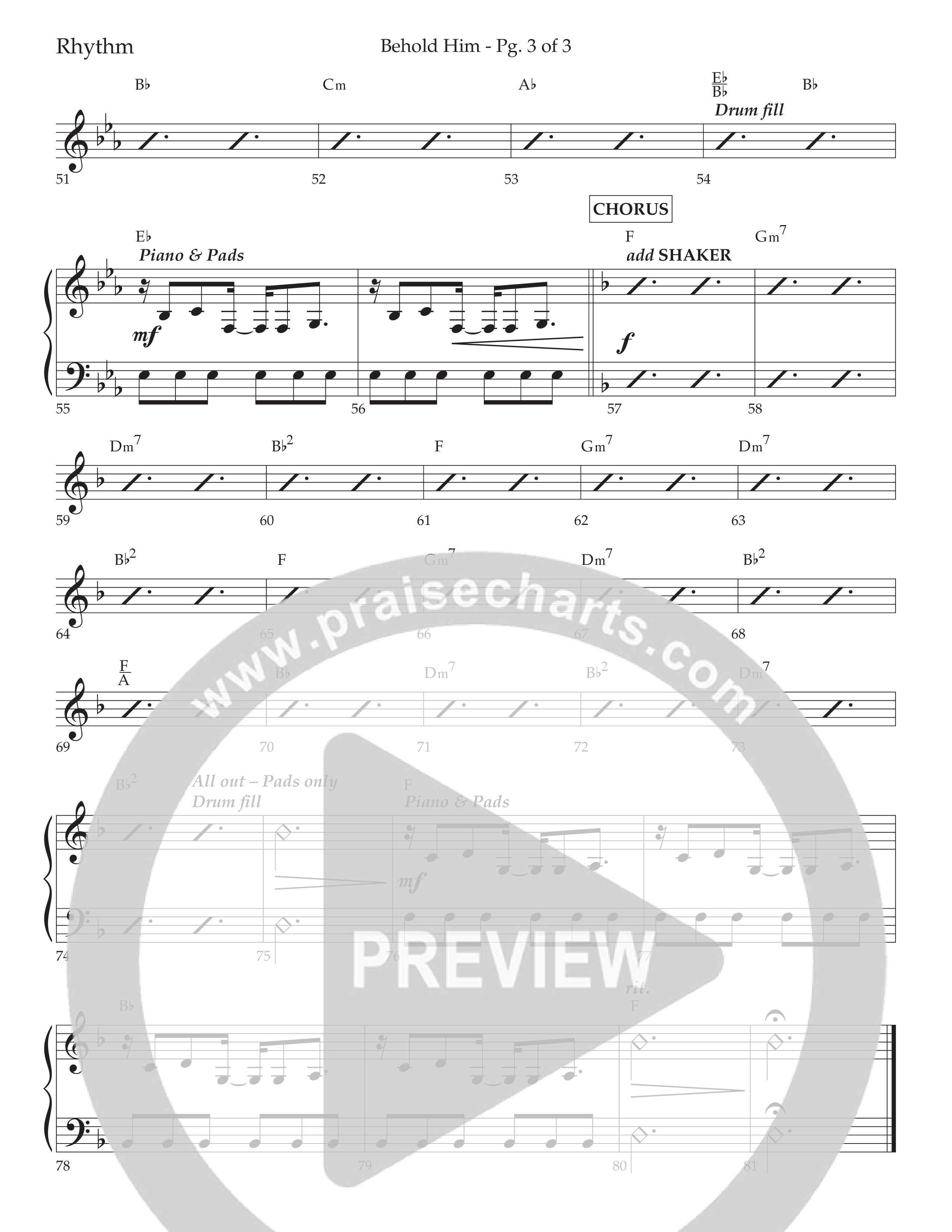 Behold Him (Choral Anthem SATB) Lead Melody & Rhythm (Lifeway Choral / Arr. David Wise / Orch. Cliff Duren)