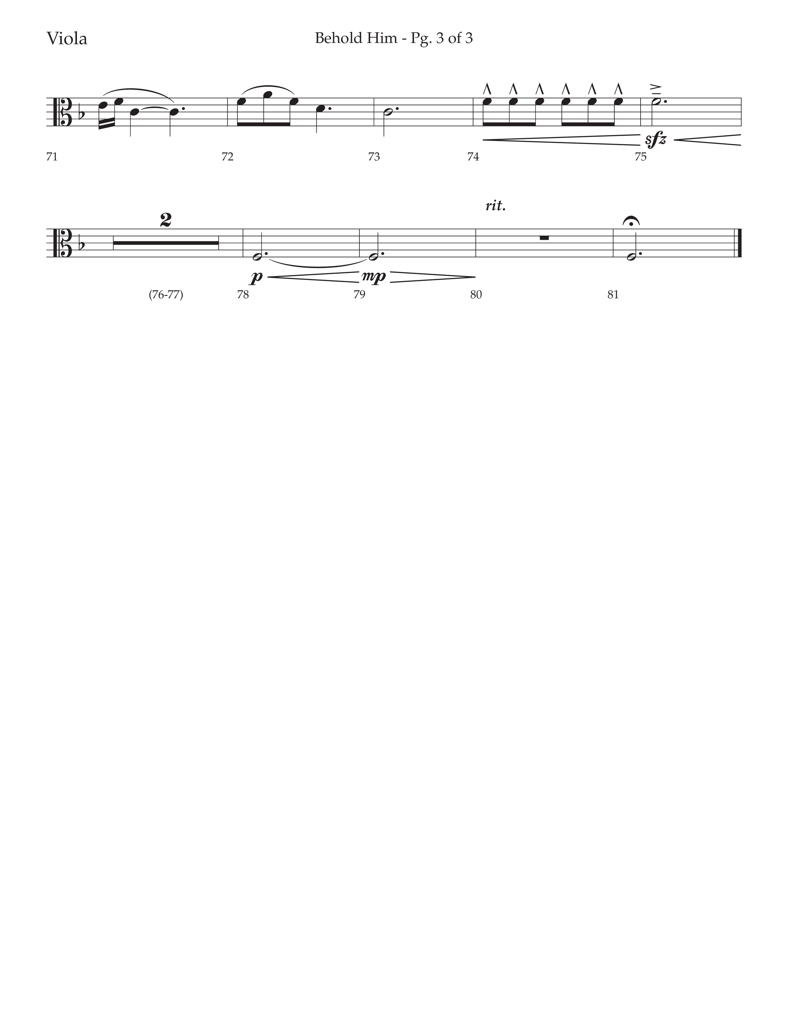 Behold Him (Choral Anthem SATB) Viola (Lifeway Choral / Arr. David Wise / Orch. Cliff Duren)