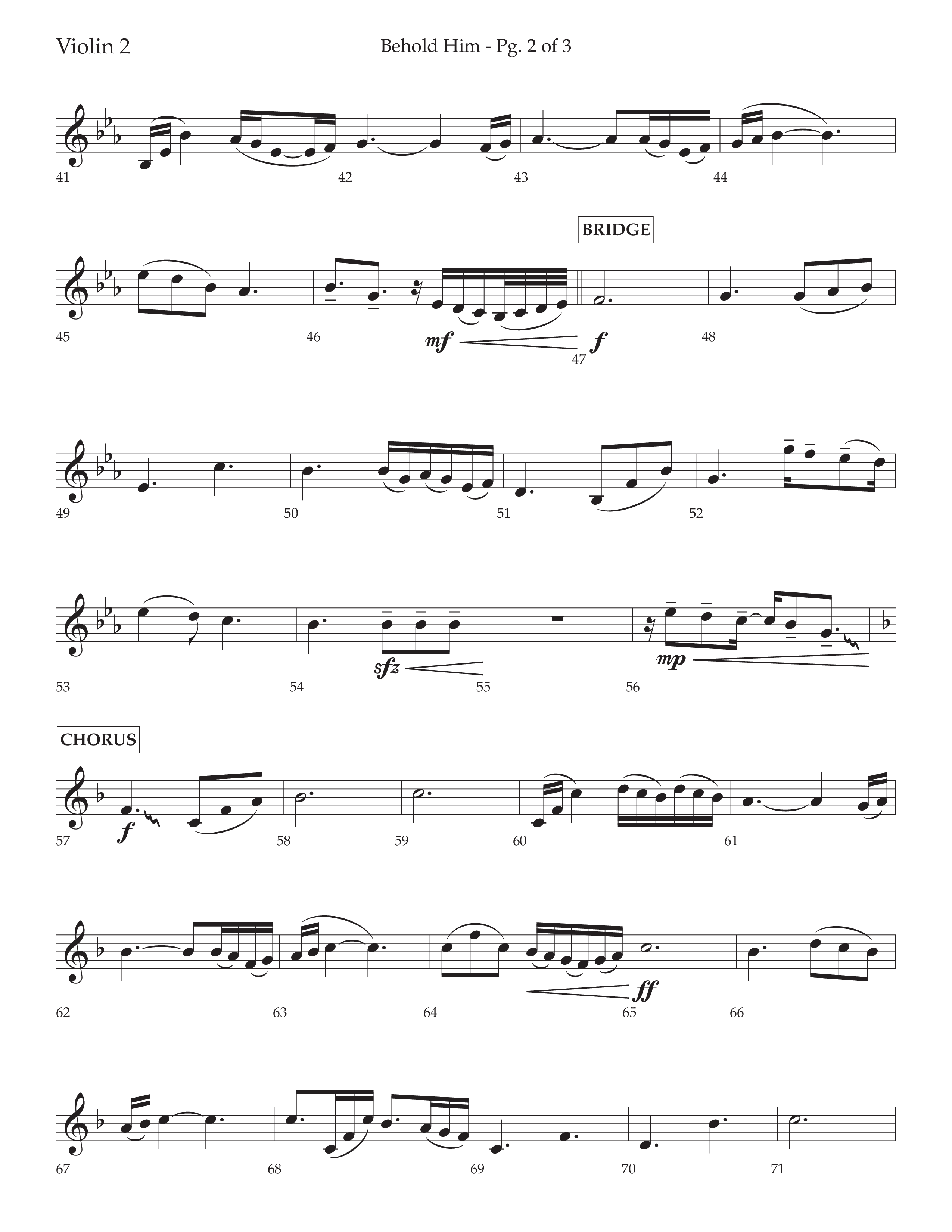 Behold Him (Choral Anthem SATB) Violin 2 (Lifeway Choral / Arr. David Wise / Orch. Cliff Duren)