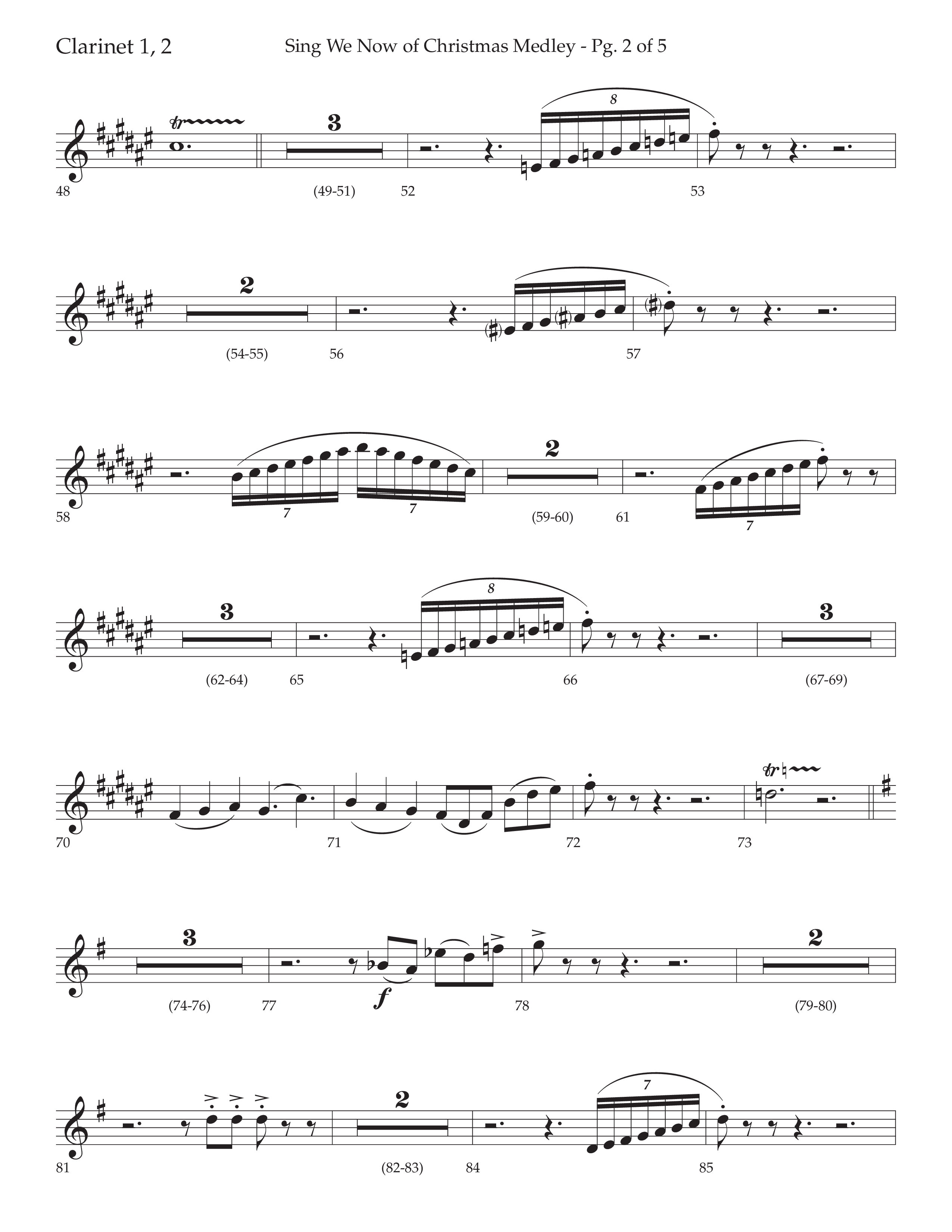 Sing We Now of Christmas Medley (Choral Anthem SATB) Clarinet 1/2 (Lifeway Choral / Arr. David Wise / Orch. Bradley Knight)