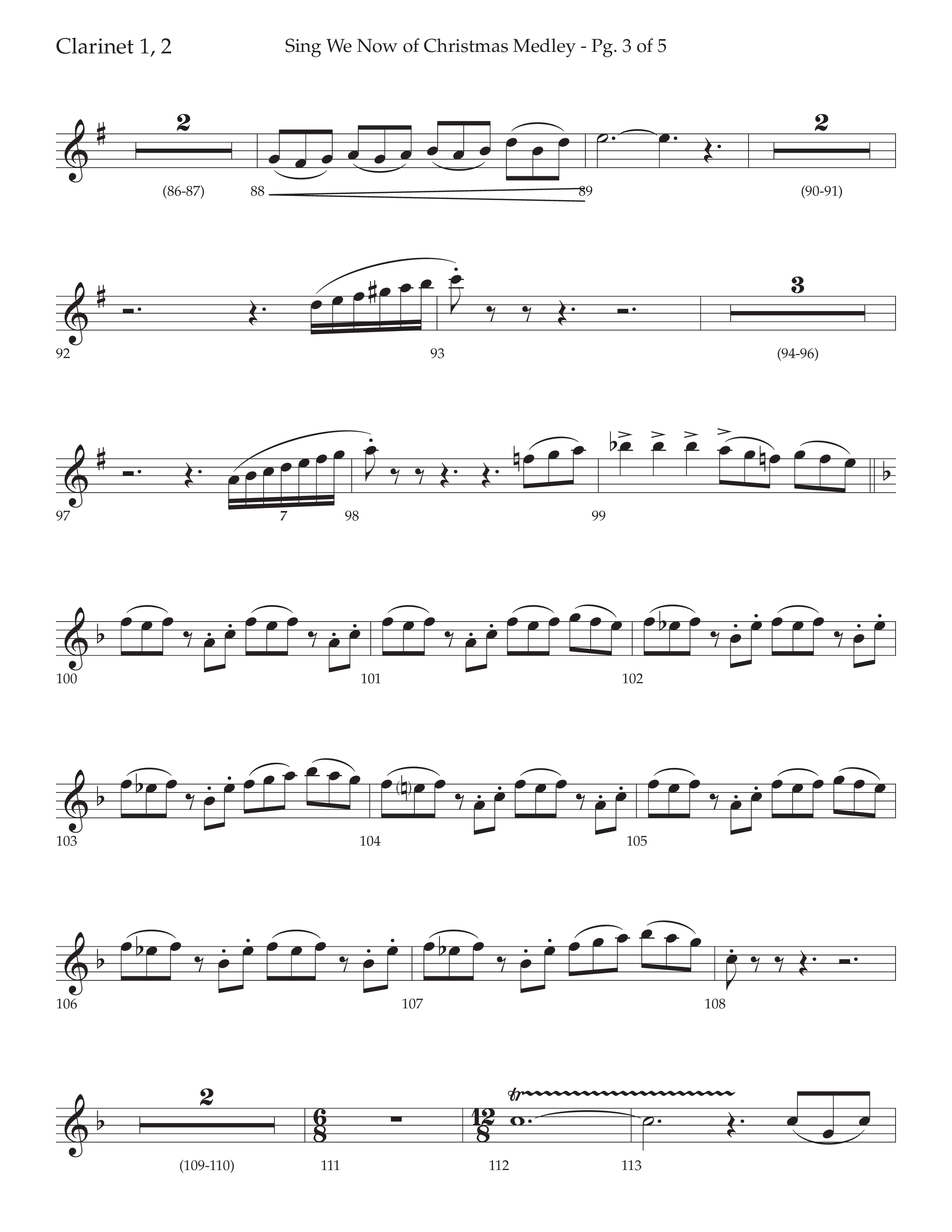 Sing We Now of Christmas Medley (Choral Anthem SATB) Clarinet 1/2 (Lifeway Choral / Arr. David Wise / Orch. Bradley Knight)