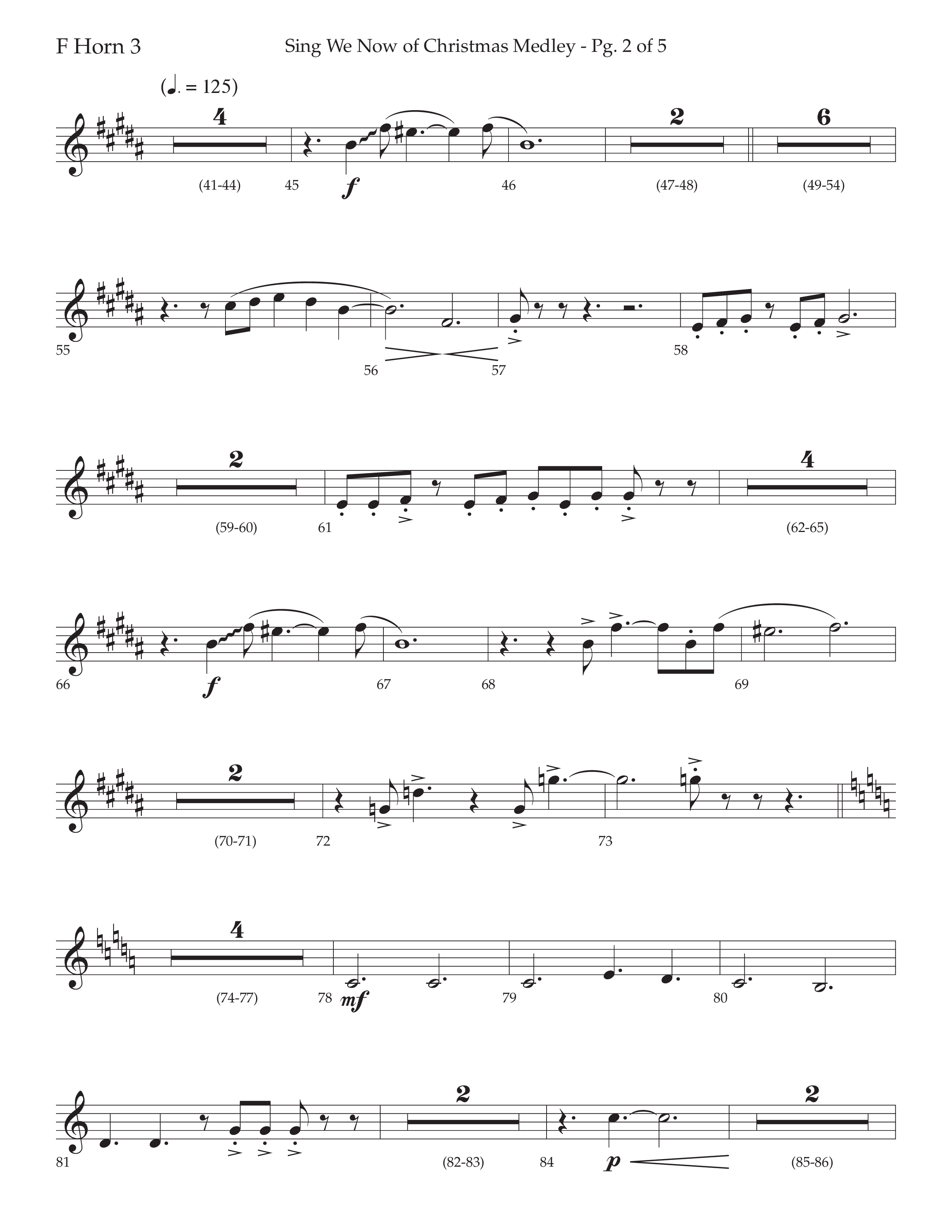 Sing We Now of Christmas Medley (Choral Anthem SATB) French Horn 3 (Lifeway Choral / Arr. David Wise / Orch. Bradley Knight)