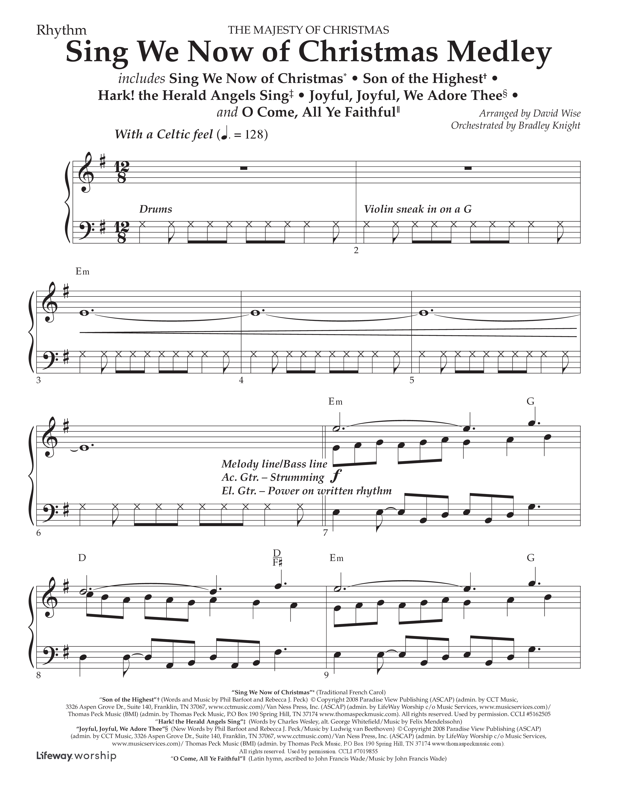 Sing We Now of Christmas Medley (Choral Anthem SATB) Rhythm Chart (Lifeway Choral / Arr. David Wise / Orch. Bradley Knight)
