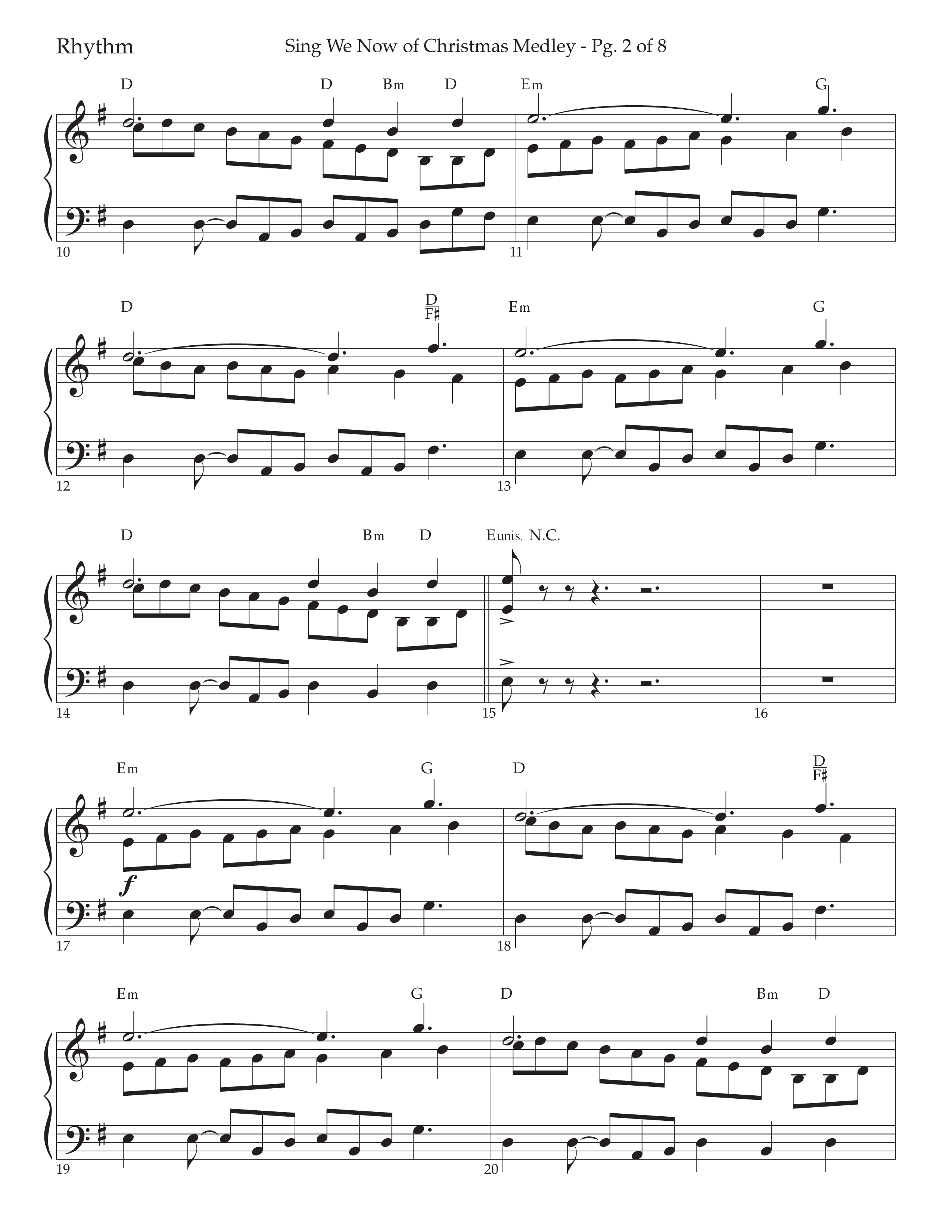 Sing We Now of Christmas Medley (Choral Anthem SATB) Rhythm Chart (Lifeway Choral / Arr. David Wise / Orch. Bradley Knight)
