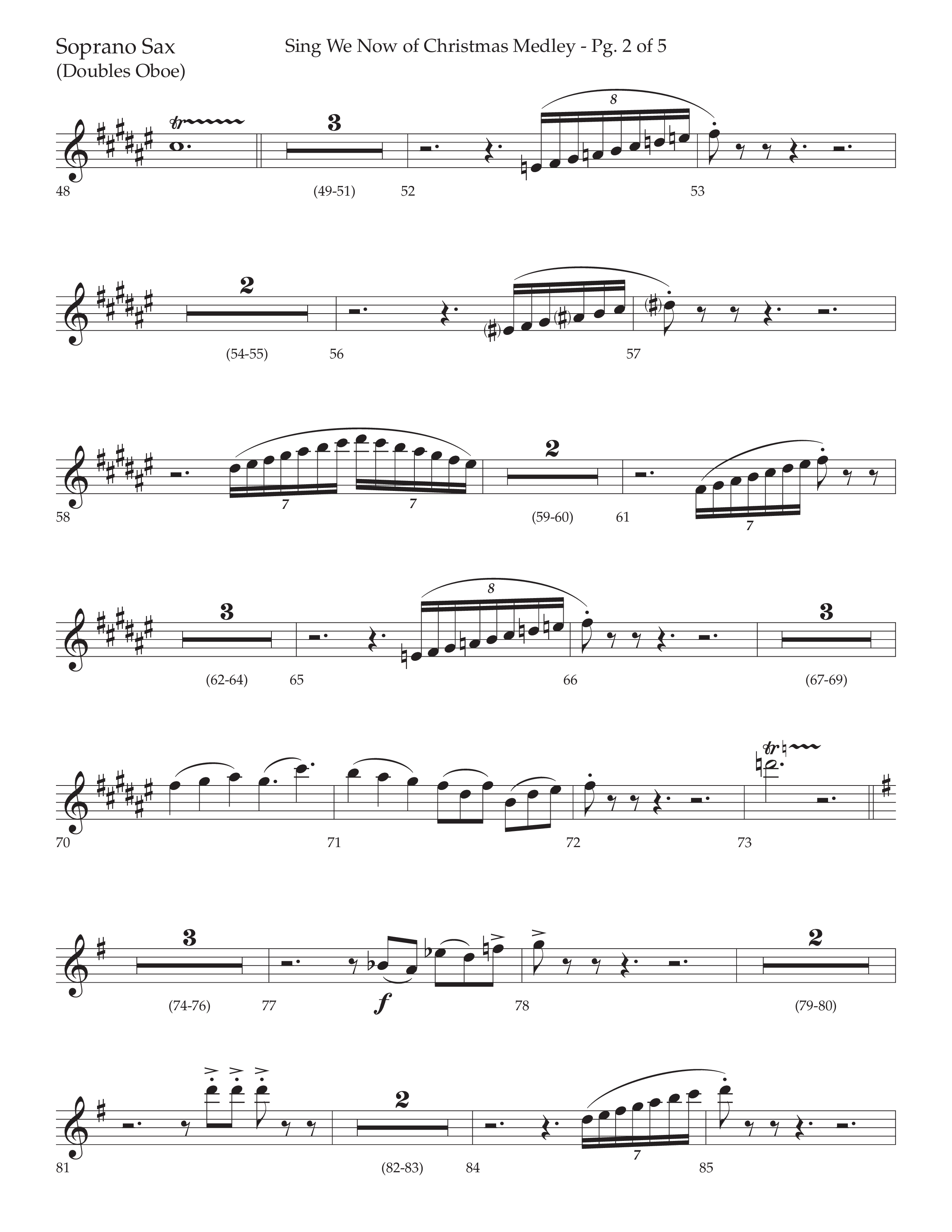 Sing We Now of Christmas Medley (Choral Anthem SATB) Soprano Sax (Lifeway Choral / Arr. David Wise / Orch. Bradley Knight)