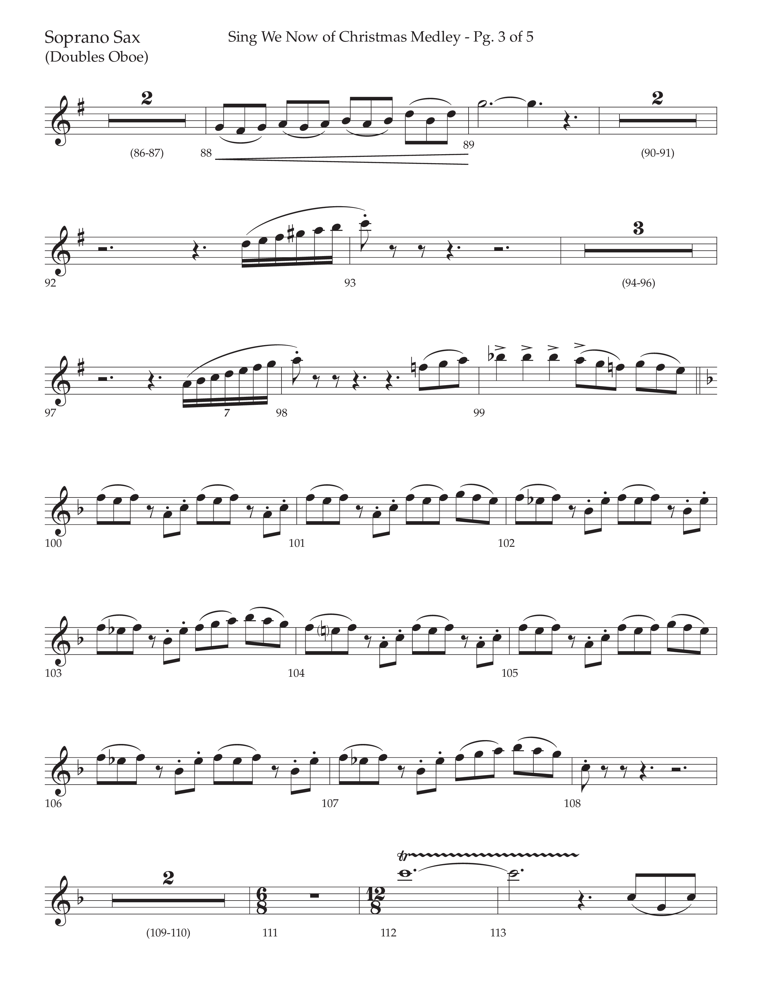 Sing We Now of Christmas Medley (Choral Anthem SATB) Soprano Sax (Lifeway Choral / Arr. David Wise / Orch. Bradley Knight)