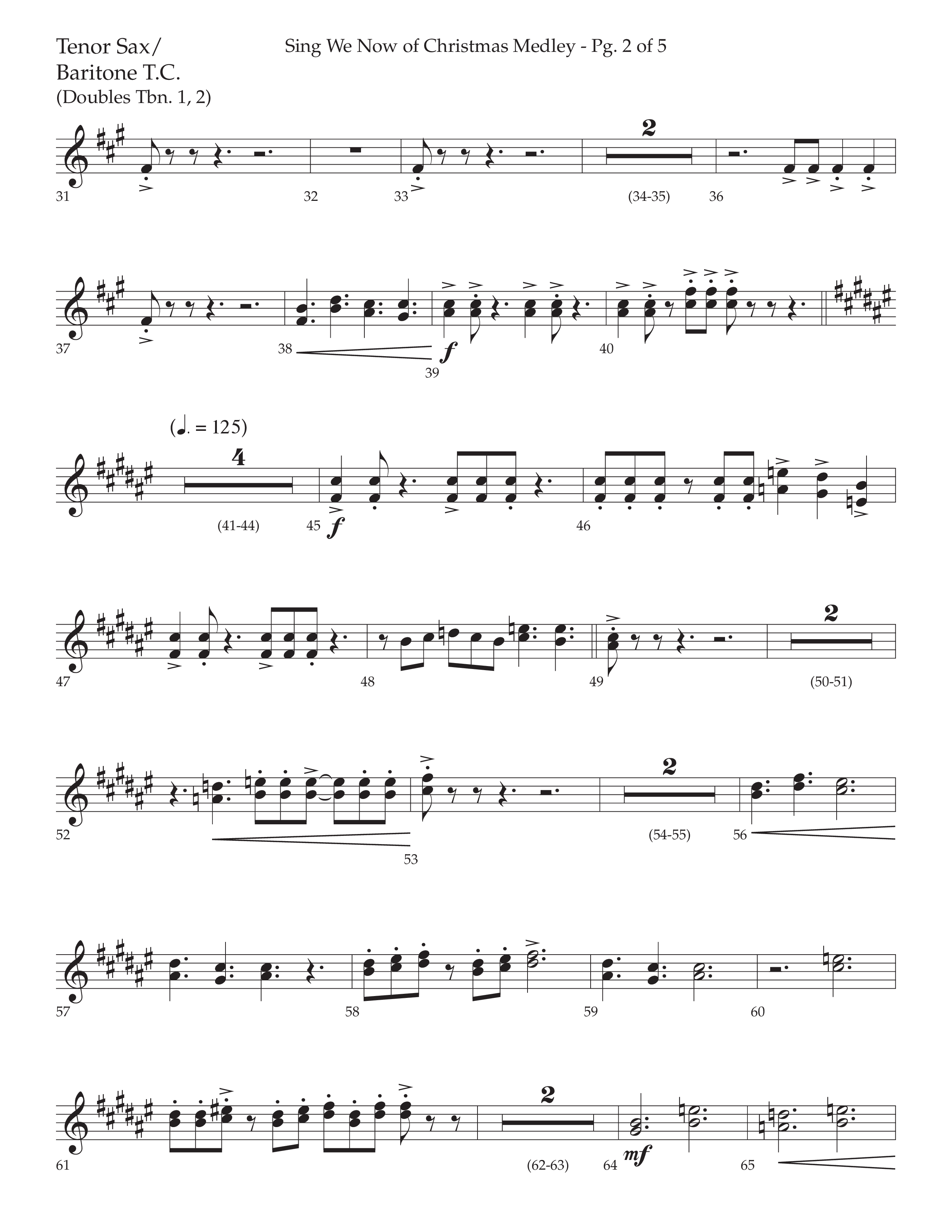 Sing We Now of Christmas Medley (Choral Anthem SATB) Tenor Sax/Baritone T.C. (Lifeway Choral / Arr. David Wise / Orch. Bradley Knight)