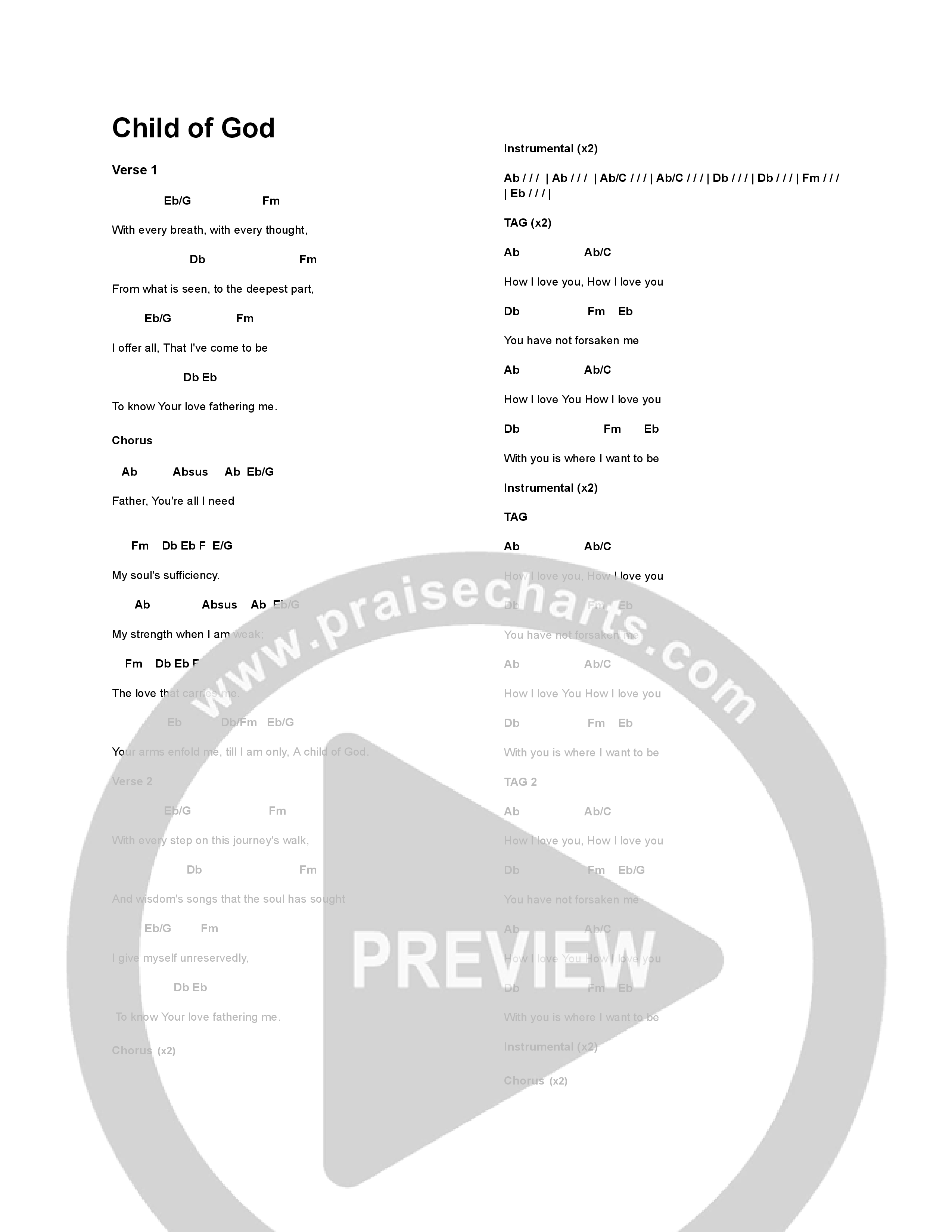 Child of God / Shepherd (Live) Chord Chart (Life Center Worship)