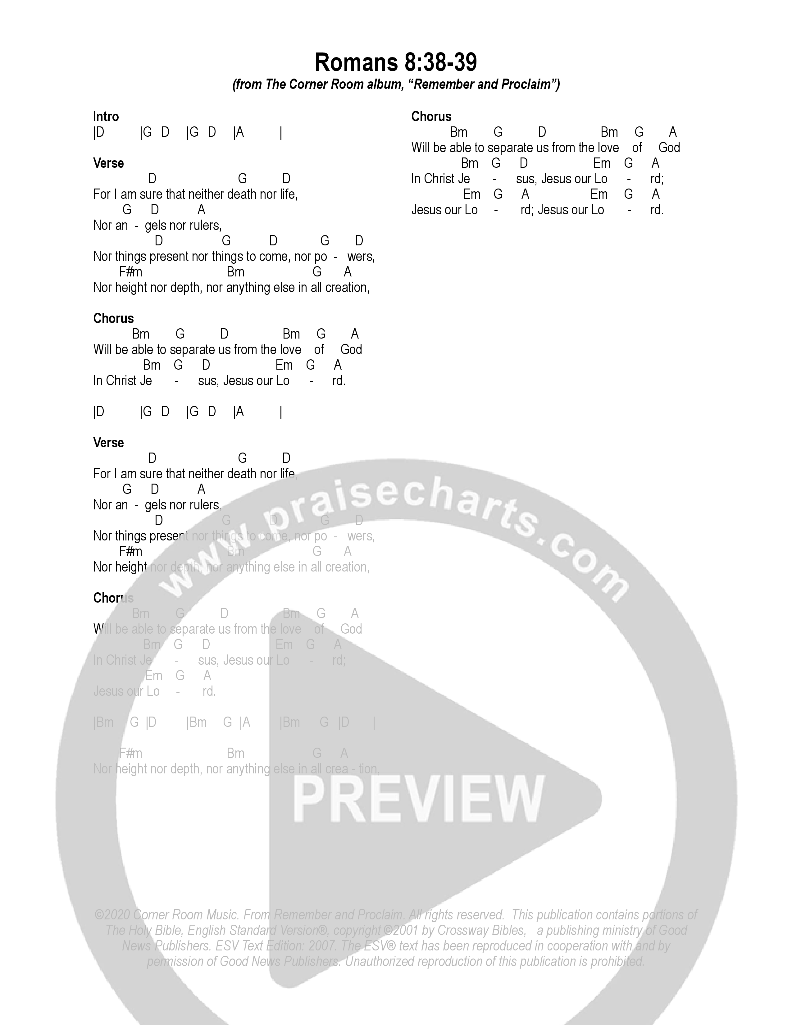 Romans 8:38-39 Chord Chart (The Corner Room)